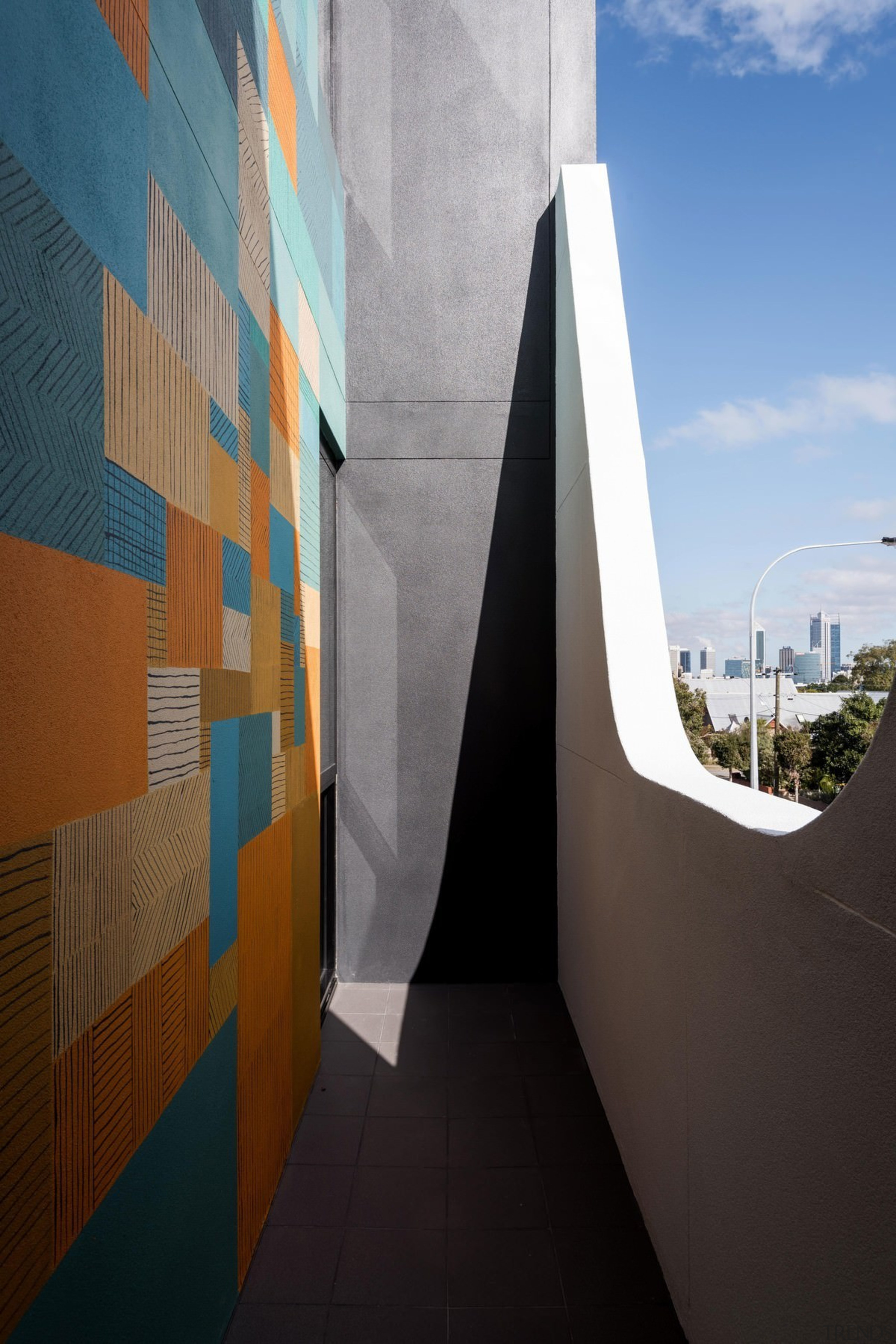 Coloured blocks are an eye-catching addition - Coloured angle, architecture, building, daylighting, house, sky, wall, black