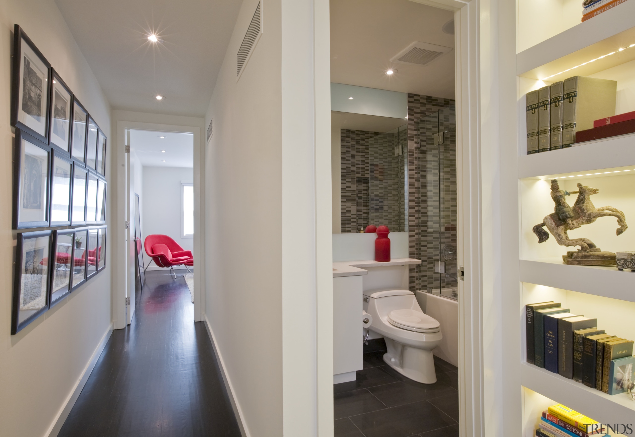 Master bathroom in contemporary townhouse renovation architecture, floor, home, interior design, property, real estate, room, gray