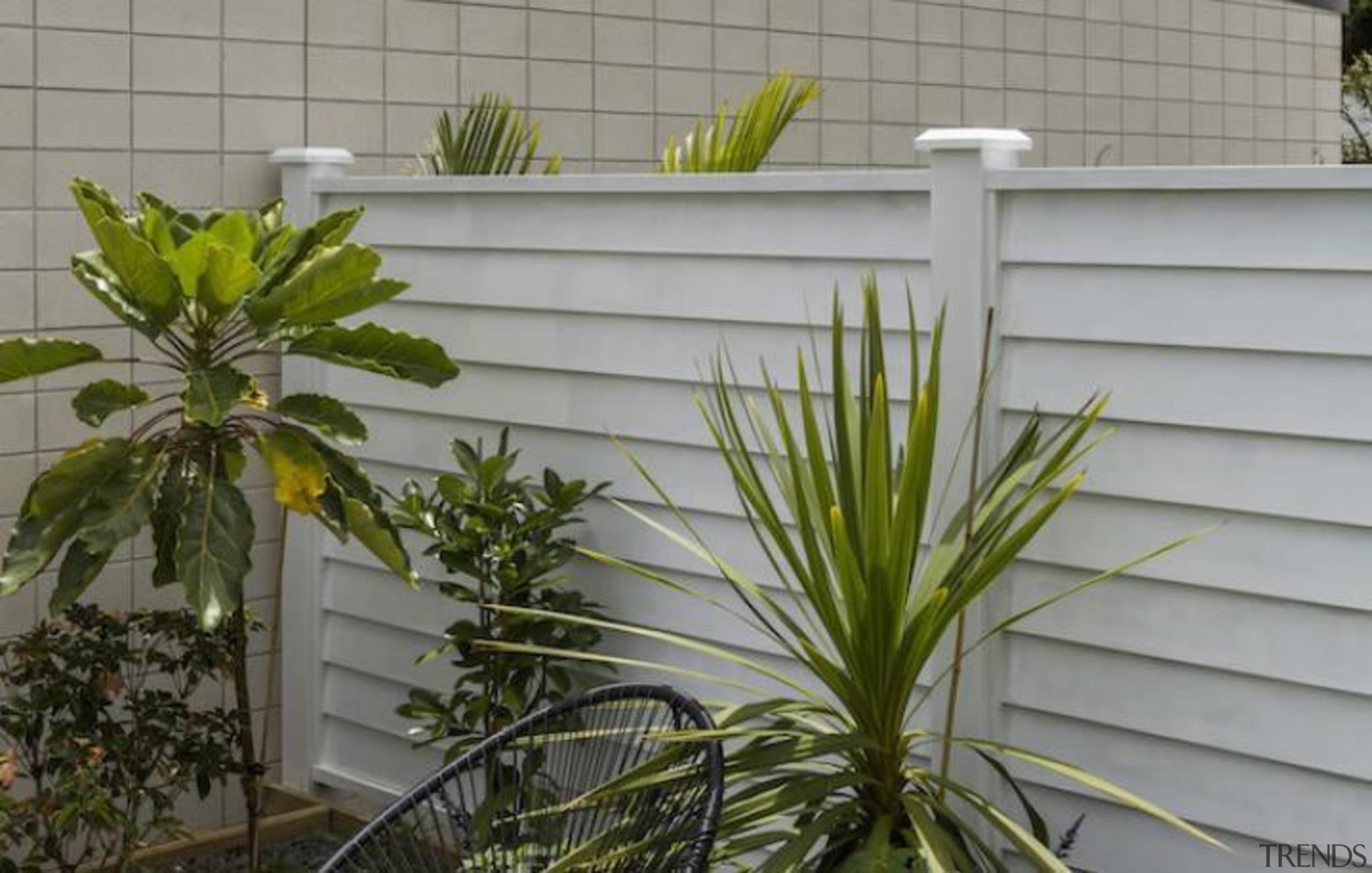 Simpler. Faster. Proven Weathertight. - A-lign Fencing - arecales, fence, flower, outdoor structure, palm tree, plant, tree, window, gray