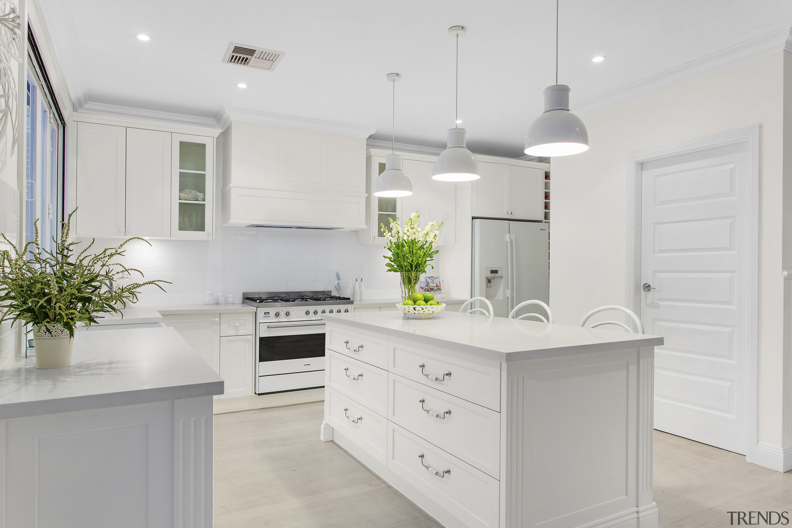 White kitchen designed by Harrington Kitchens, New South cabinetry, countertop, cuisine classique, home, interior design, kitchen, property, real estate, room, gray