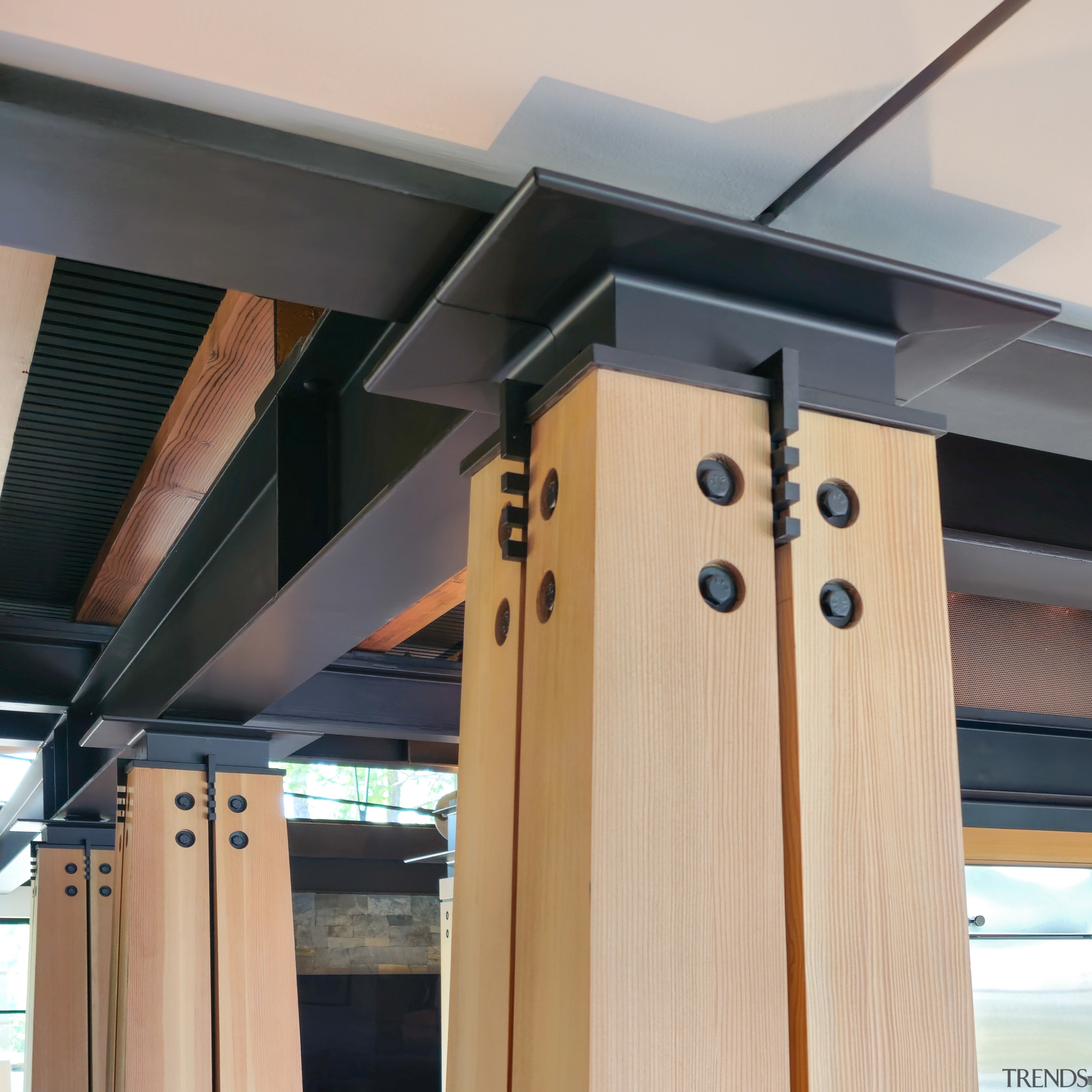 Structure as jewellery – timbers connected by heavy 