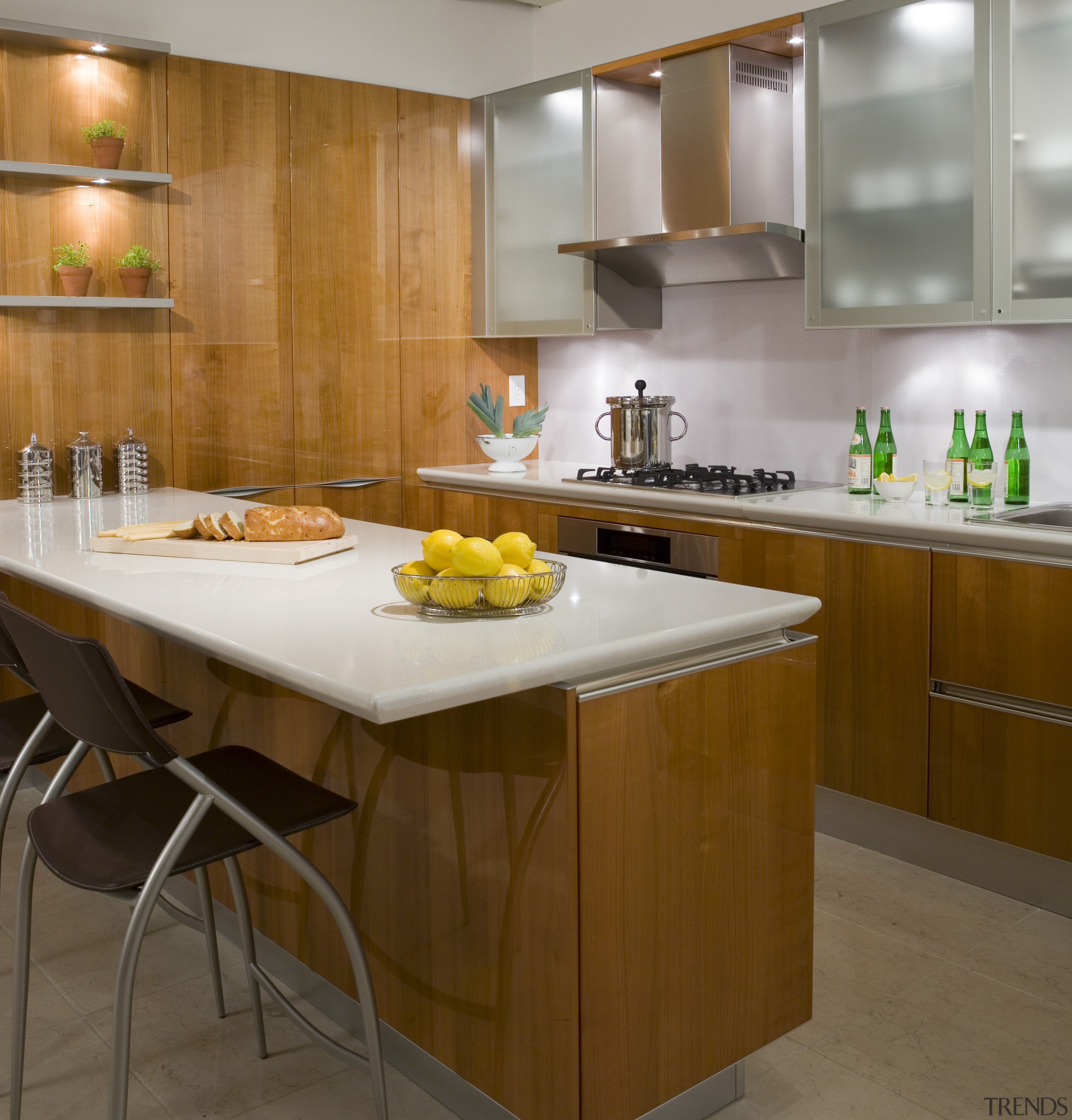 Image of a showroom kitchen at the A&amp;D cabinetry, countertop, cuisine classique, interior design, kitchen, brown, gray