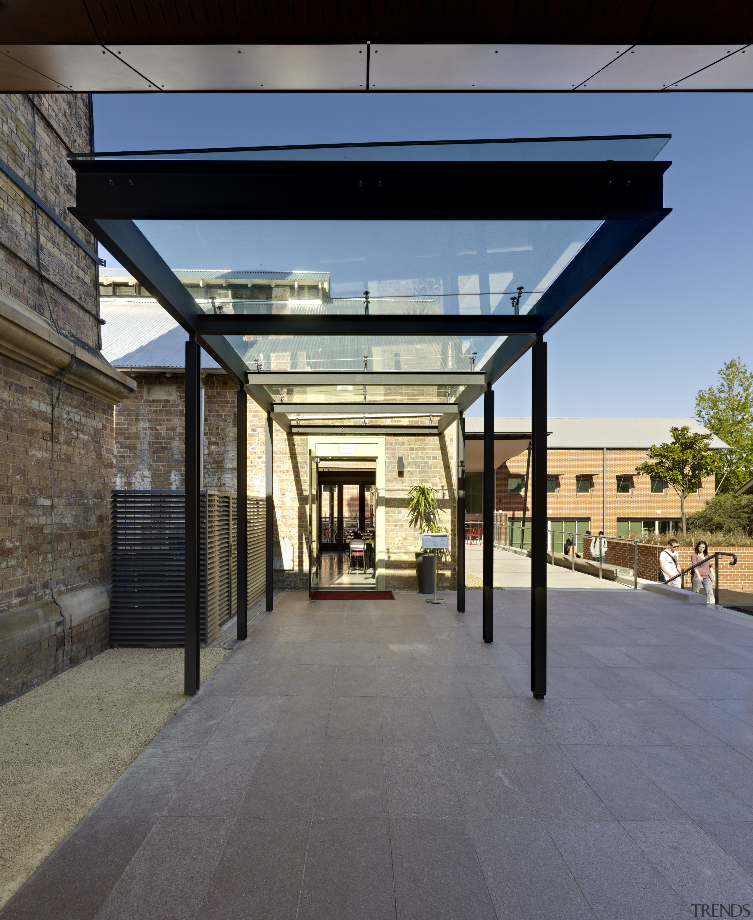 View of walkway. - View of walkway. - architecture, canopy, daylighting, house, real estate, residential area, roof, walkway, gray