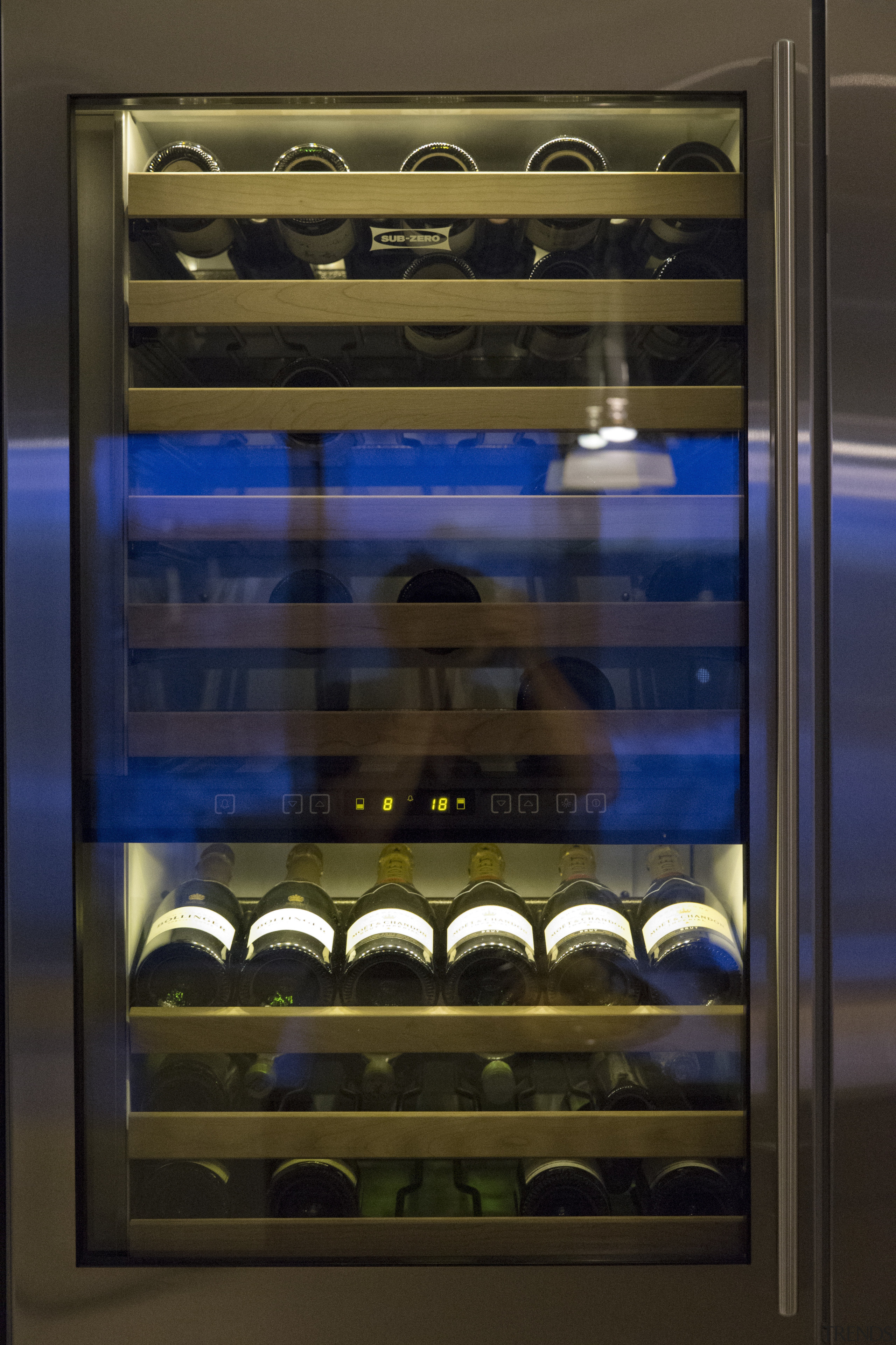 Sleek, contemporary German kitchen - Sleek, contemporary German major appliance, refrigerator, brown