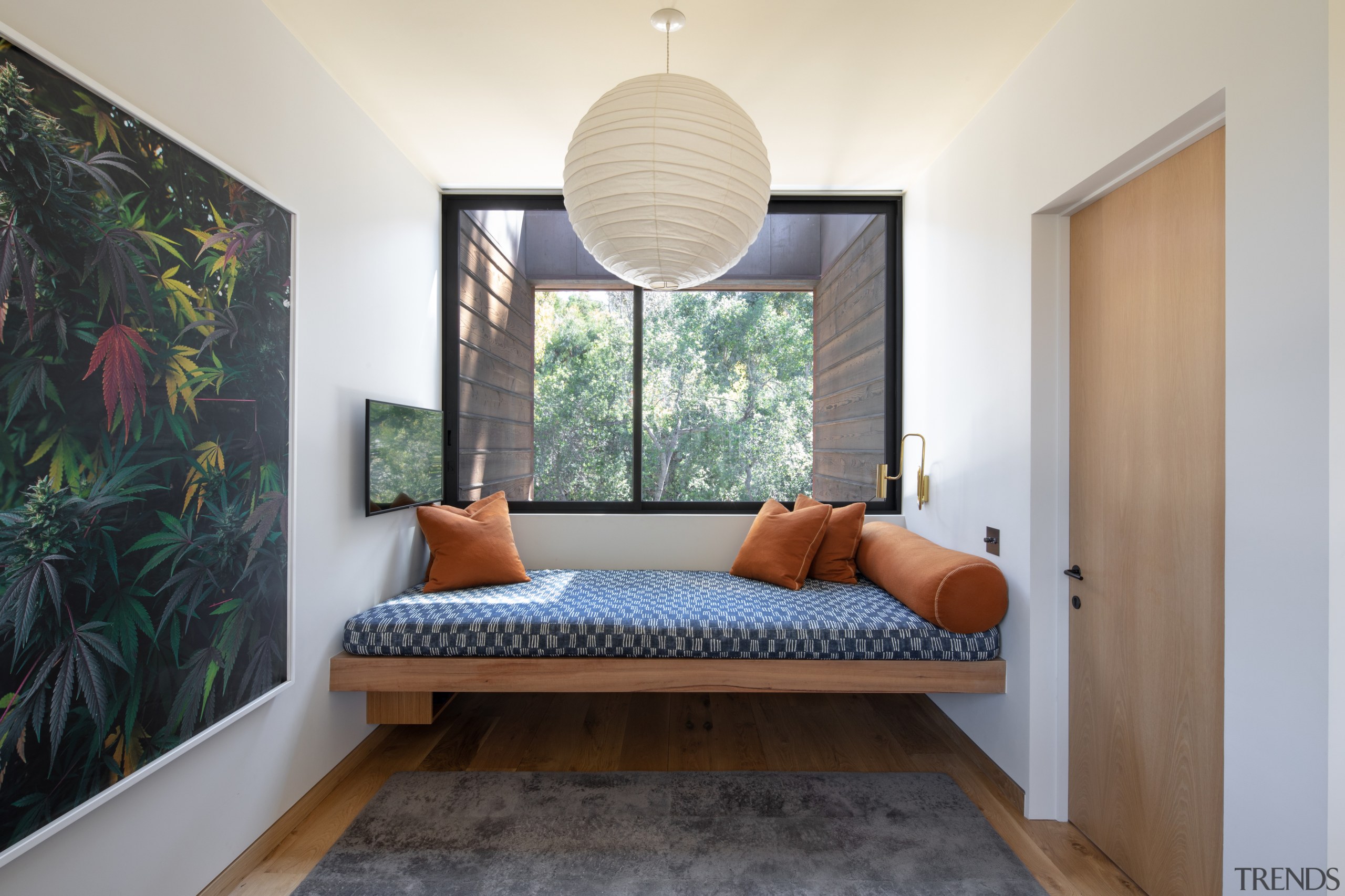 The "Perch," with a custom Eucalyptus built-in daybed 