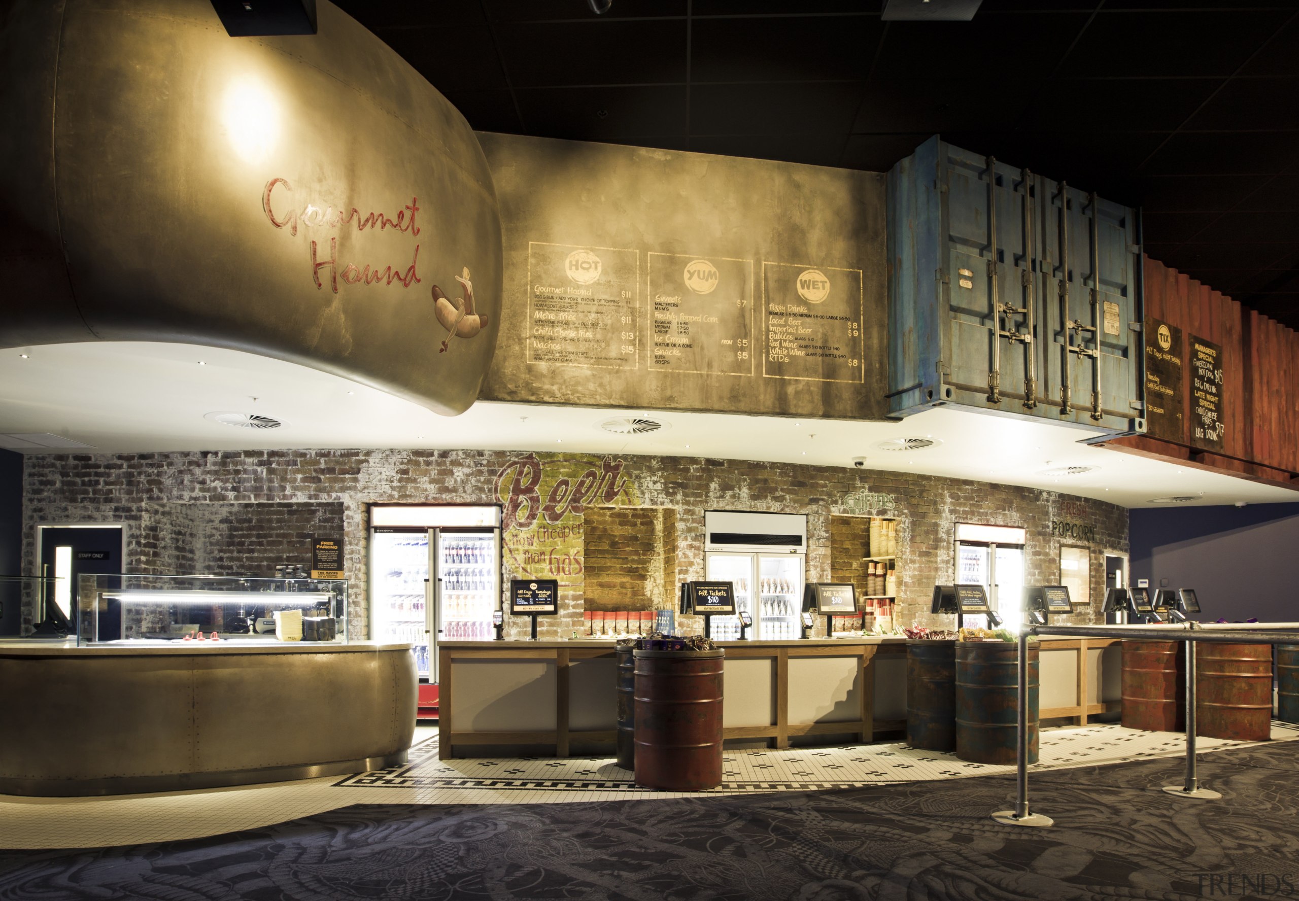 Unique Creatives scenic designers created this facade for interior design, brown, black