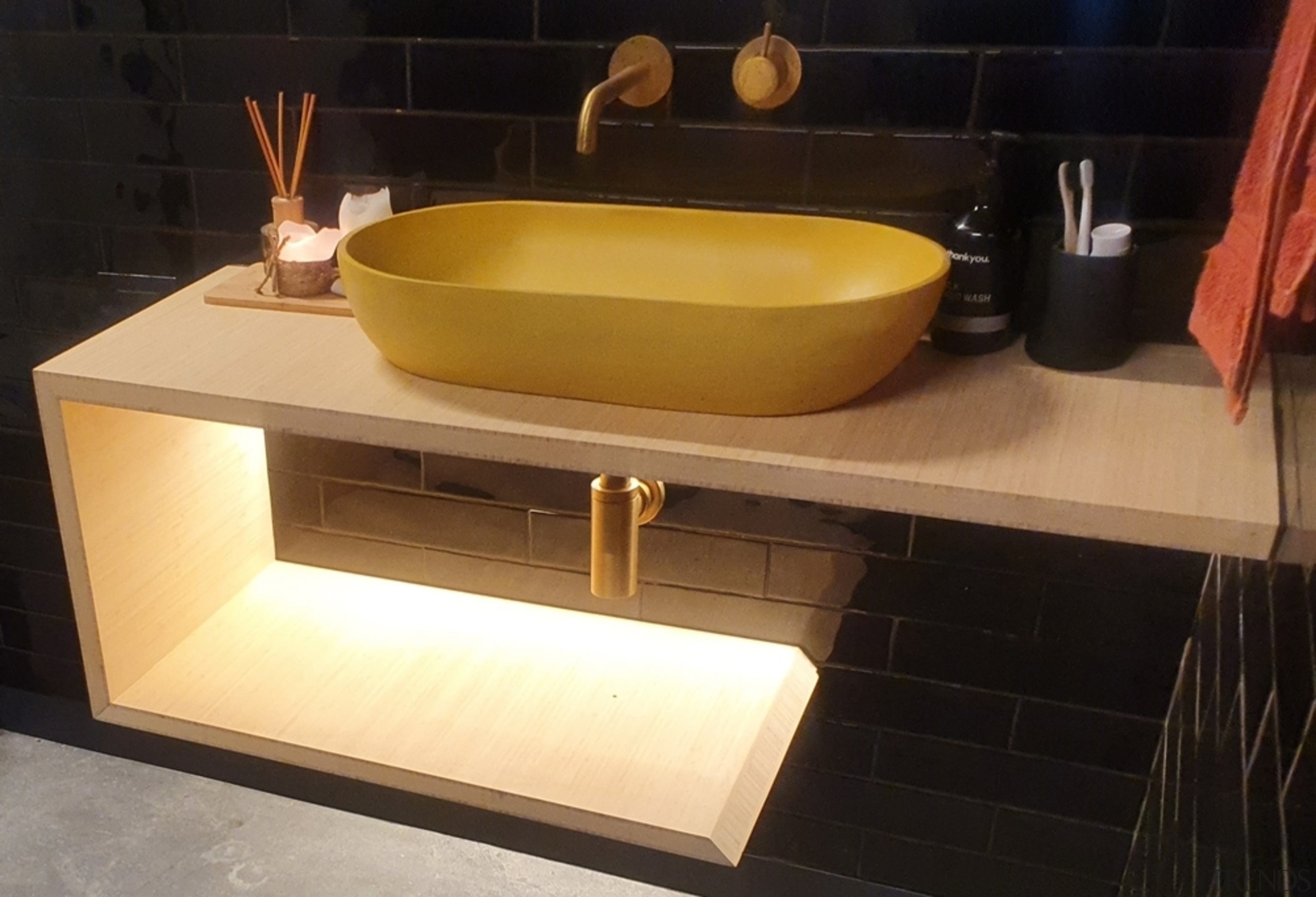 Bamboo vanity – highlighting a refined finish. 