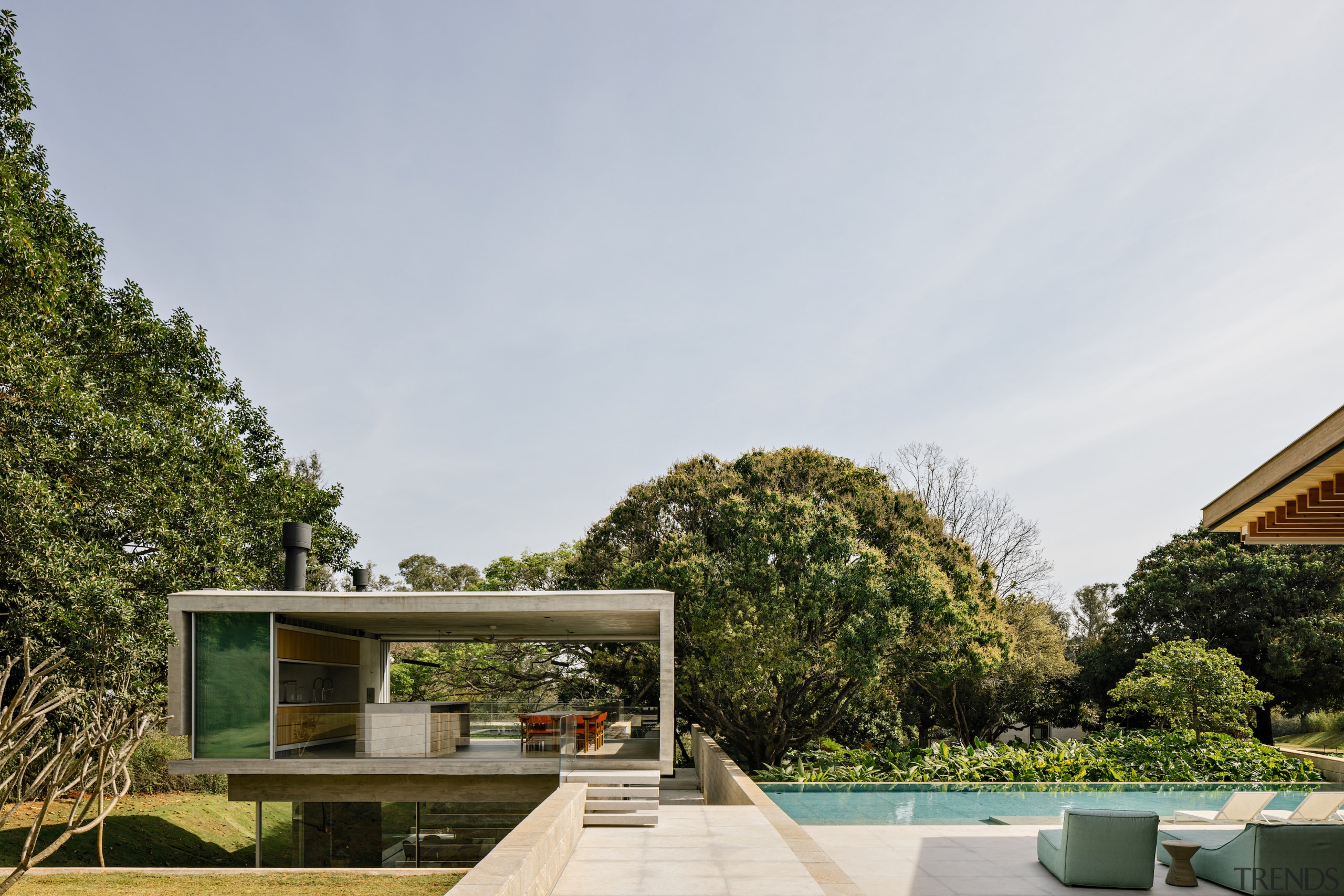Poolside dining in one of the outer buildings. 