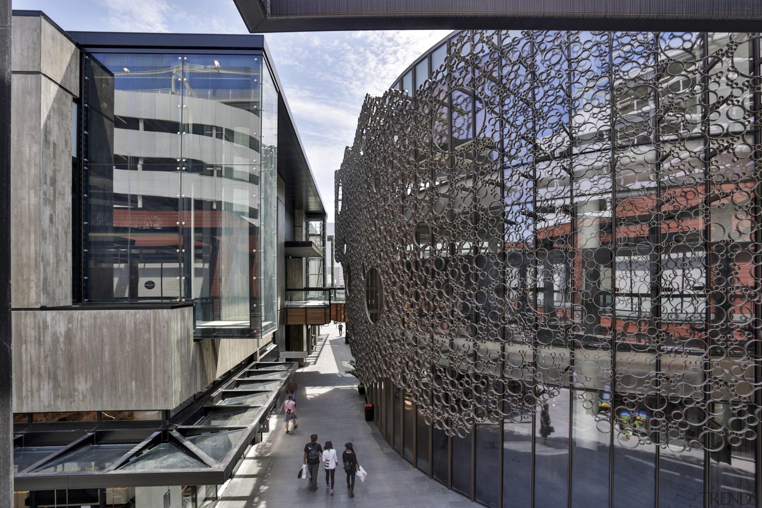 The porous nature of the hospitality building and architecture, building, corporate headquarters, facade, headquarters, metropolis, metropolitan area, mixed use, neighbourhood, reflection, tourist attraction, gray, black