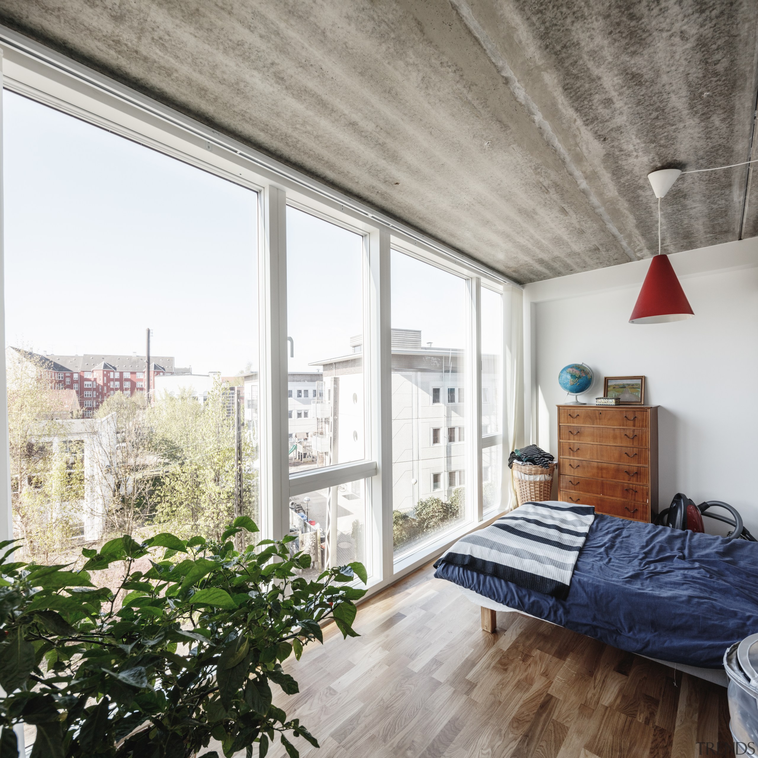 Large floor-to-ceiling windows ensure the affordable apartments at apartment, architecture, balcony, home, interior design, loft, window, apartment, Bjarke Ingels Group