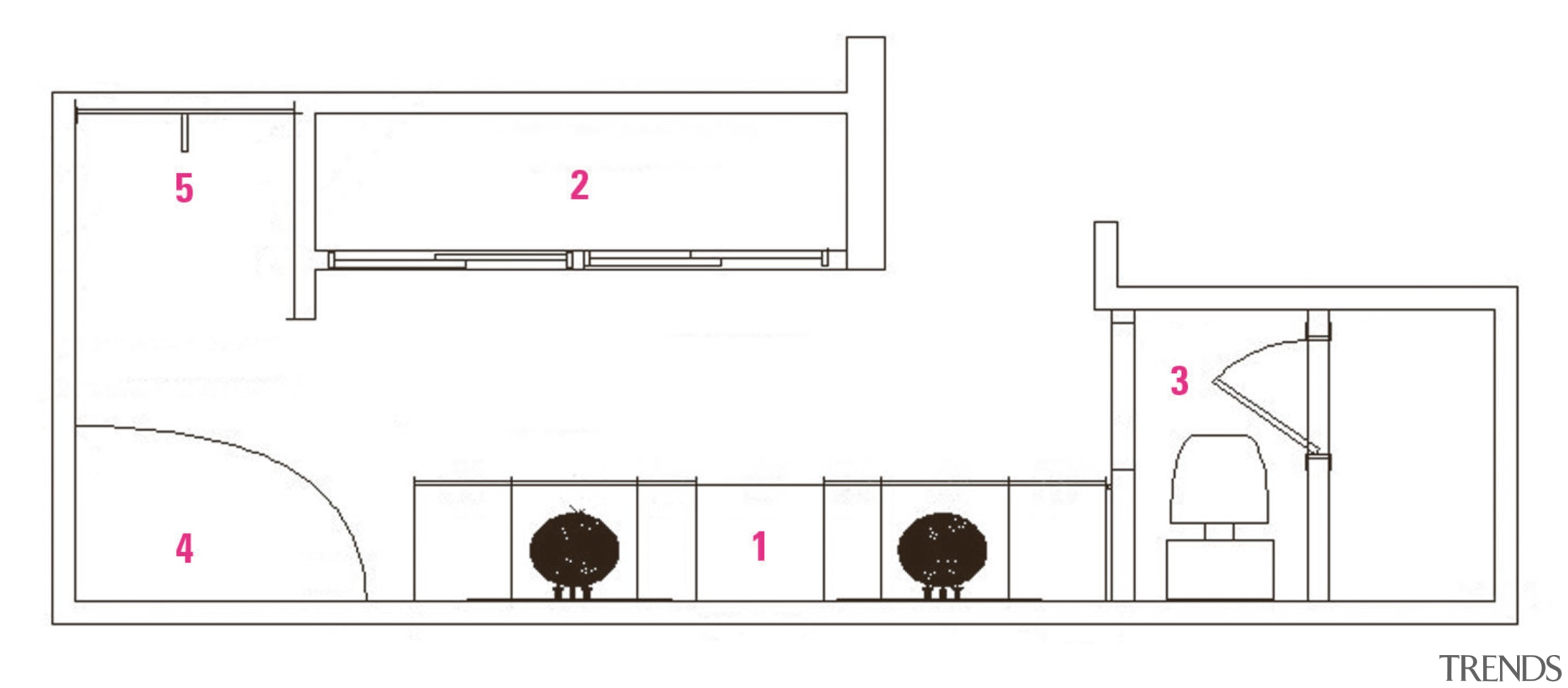 View of a bathroom floor plans. - View angle, area, design, diagram, drawing, font, line, product, product design, text, white