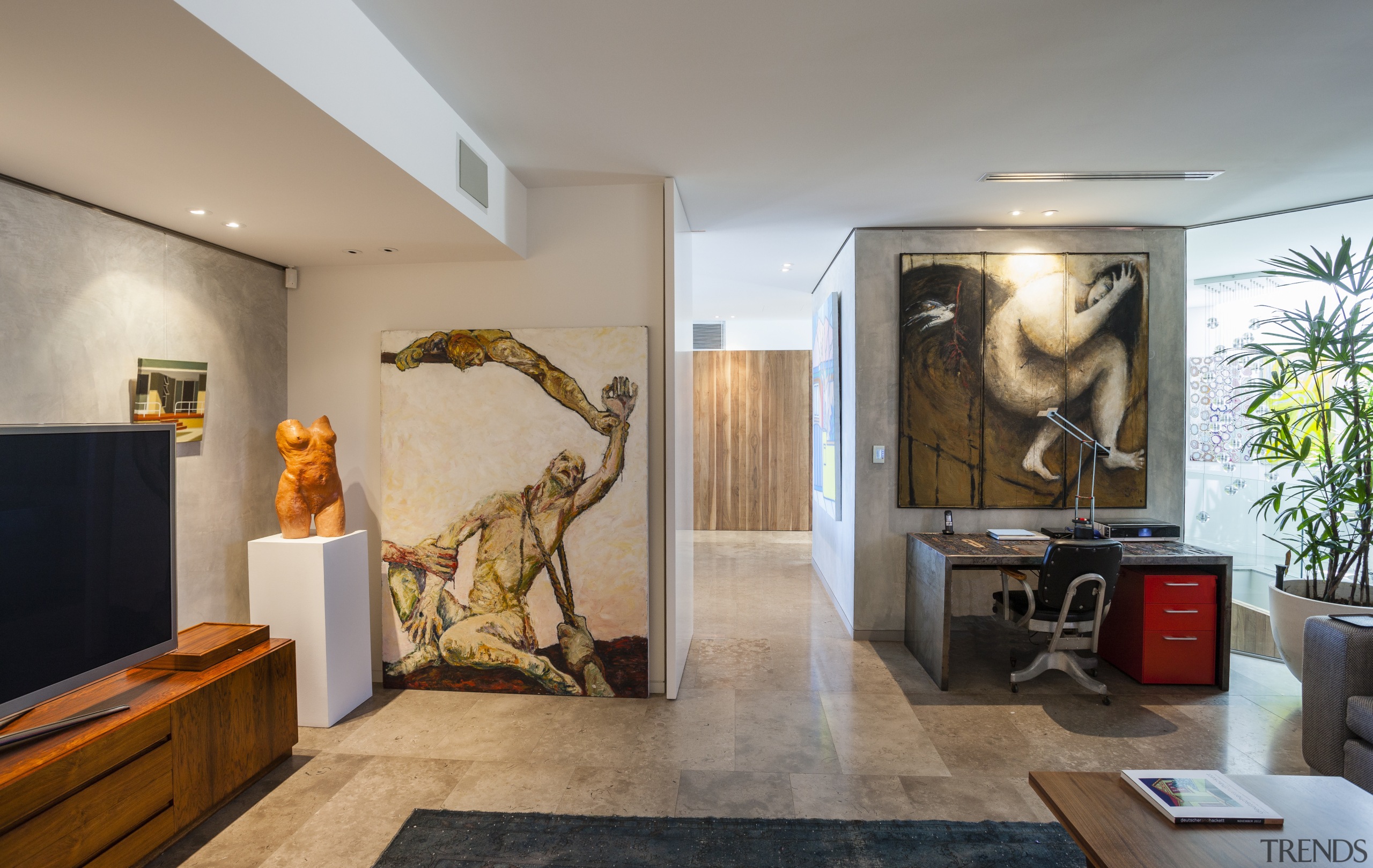 The new lift shaft in this renovated home ceiling, interior design, living room, real estate, room, wall, gray