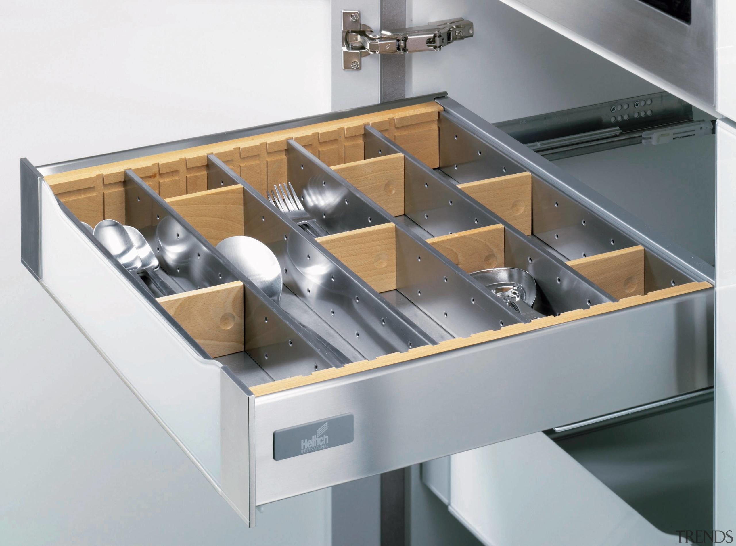 Stainless steel and timber feature on this dedicated drawer, furniture, product design, sink, gray, white