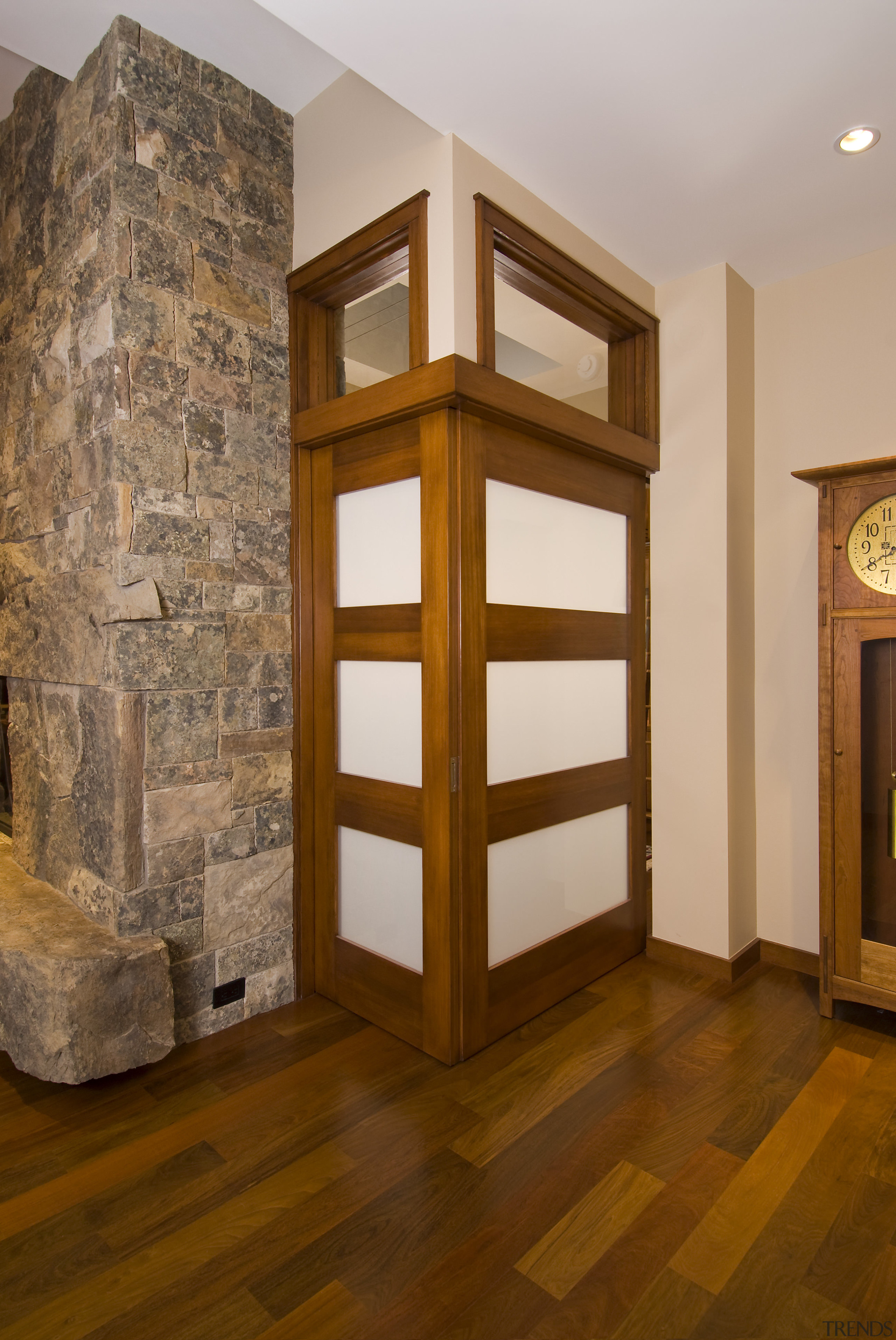 View of this traditional remodeled library space - cabinetry, door, floor, flooring, furniture, hardwood, interior design, shelving, wall, window, wood, wood flooring, wood stain, brown