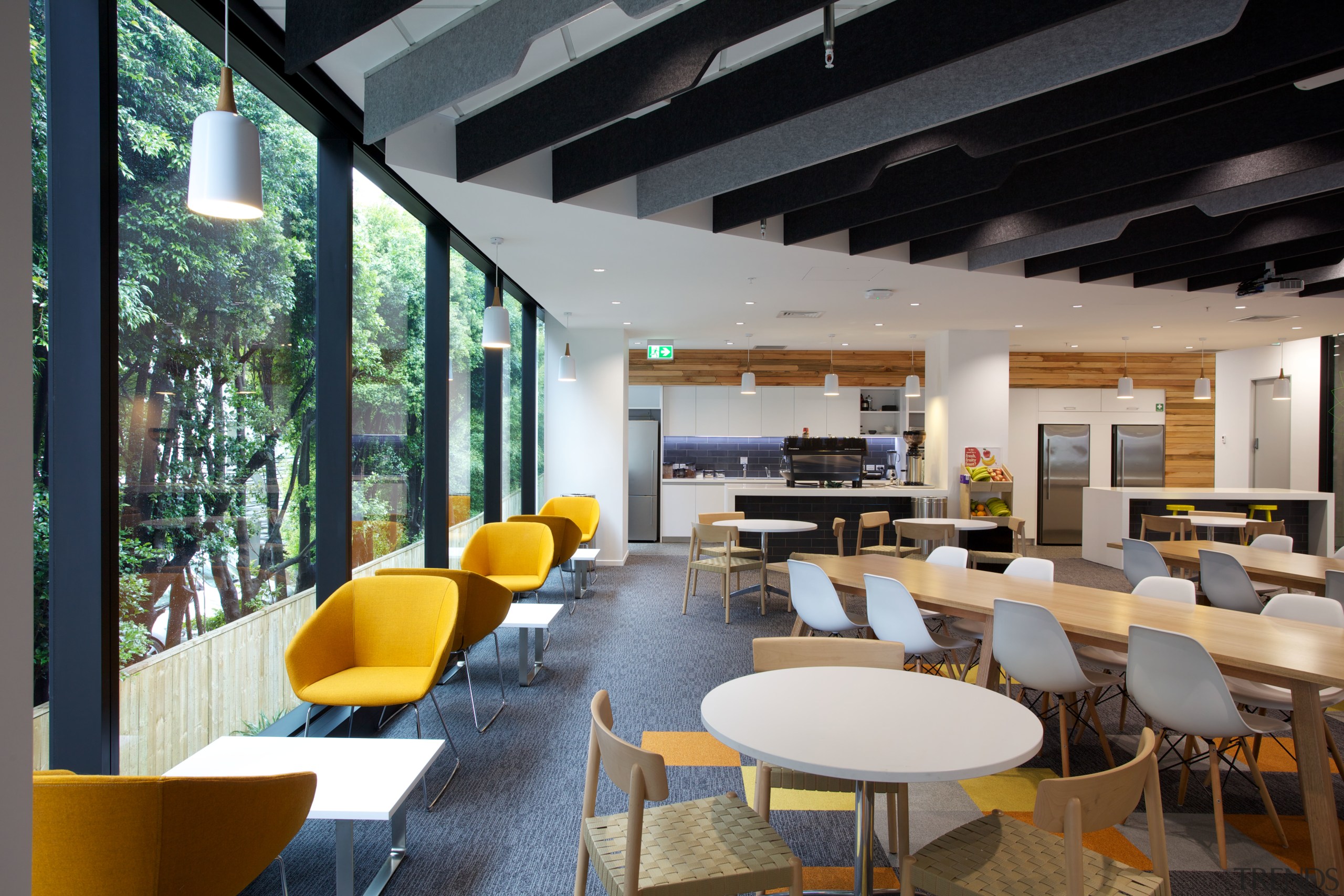 In the new BP head office in Auckland, architecture, interior design, real estate, gray, black