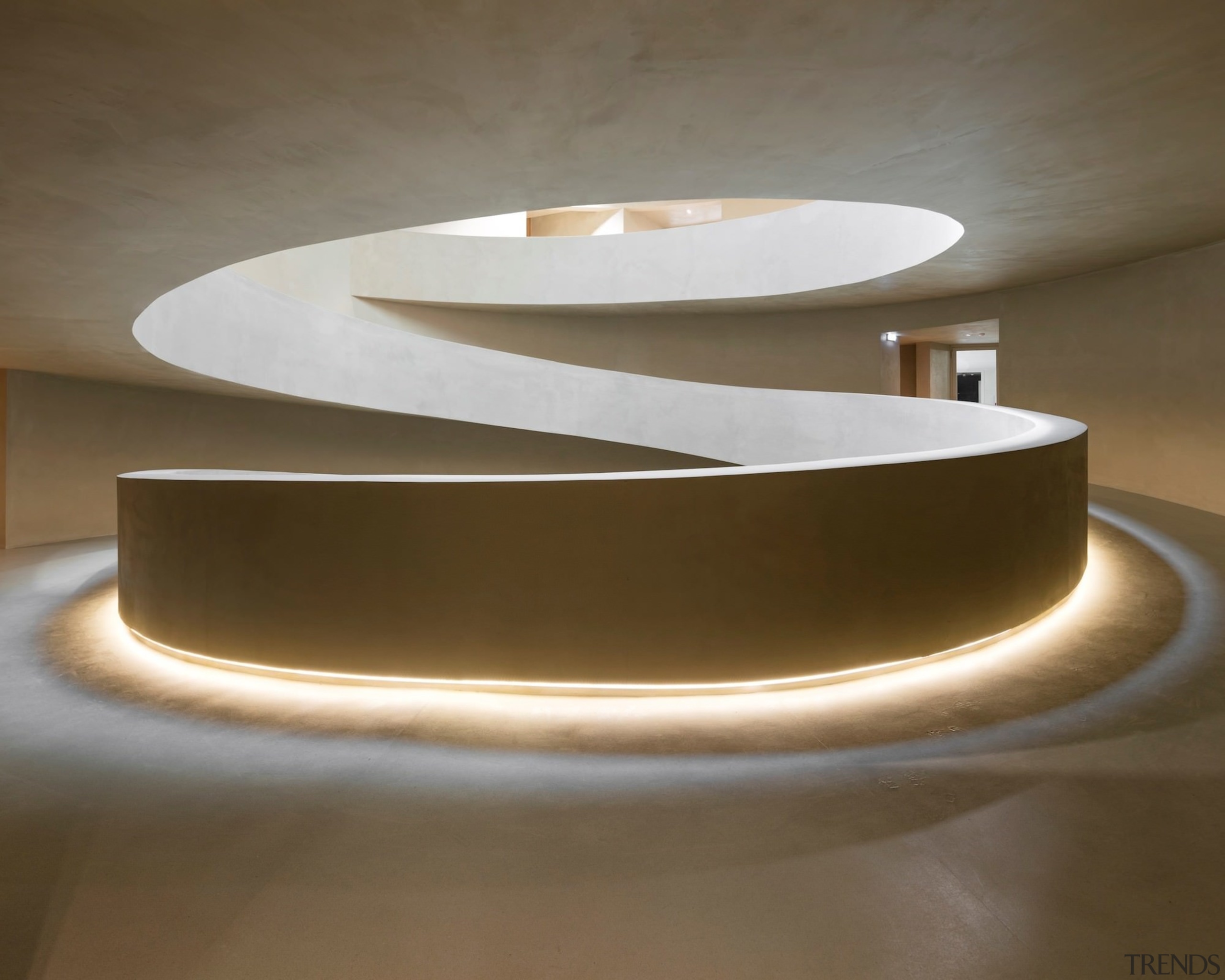 The bottom of the ramp features recessed lighting light fixture, lighting, lighting accessory, product design, table, brown
