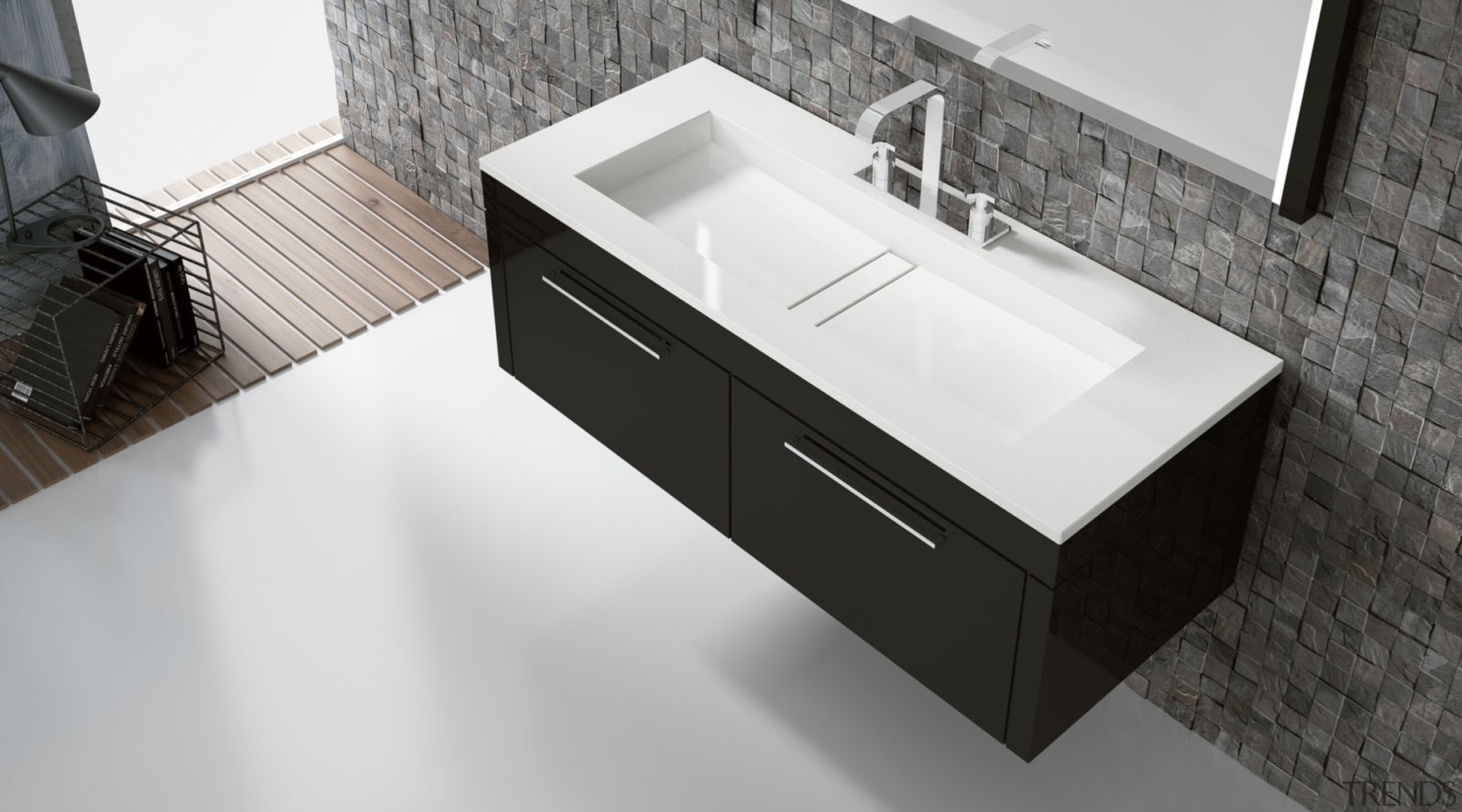 Lavabo Reflection de Silestone - color Blanco Zeus bathroom, bathroom accessory, bathroom cabinet, bathroom sink, countertop, drawer, furniture, plumbing fixture, product, product design, sink, tap, white, black