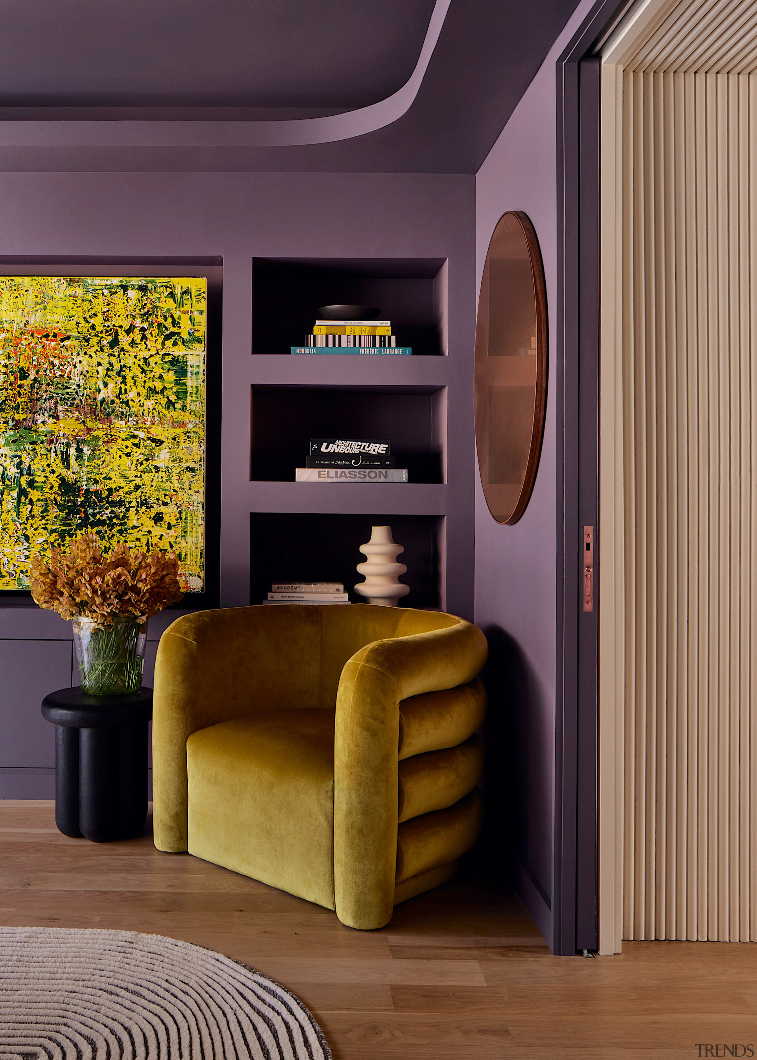 Media room detail. - Deep, moody and sculptural 