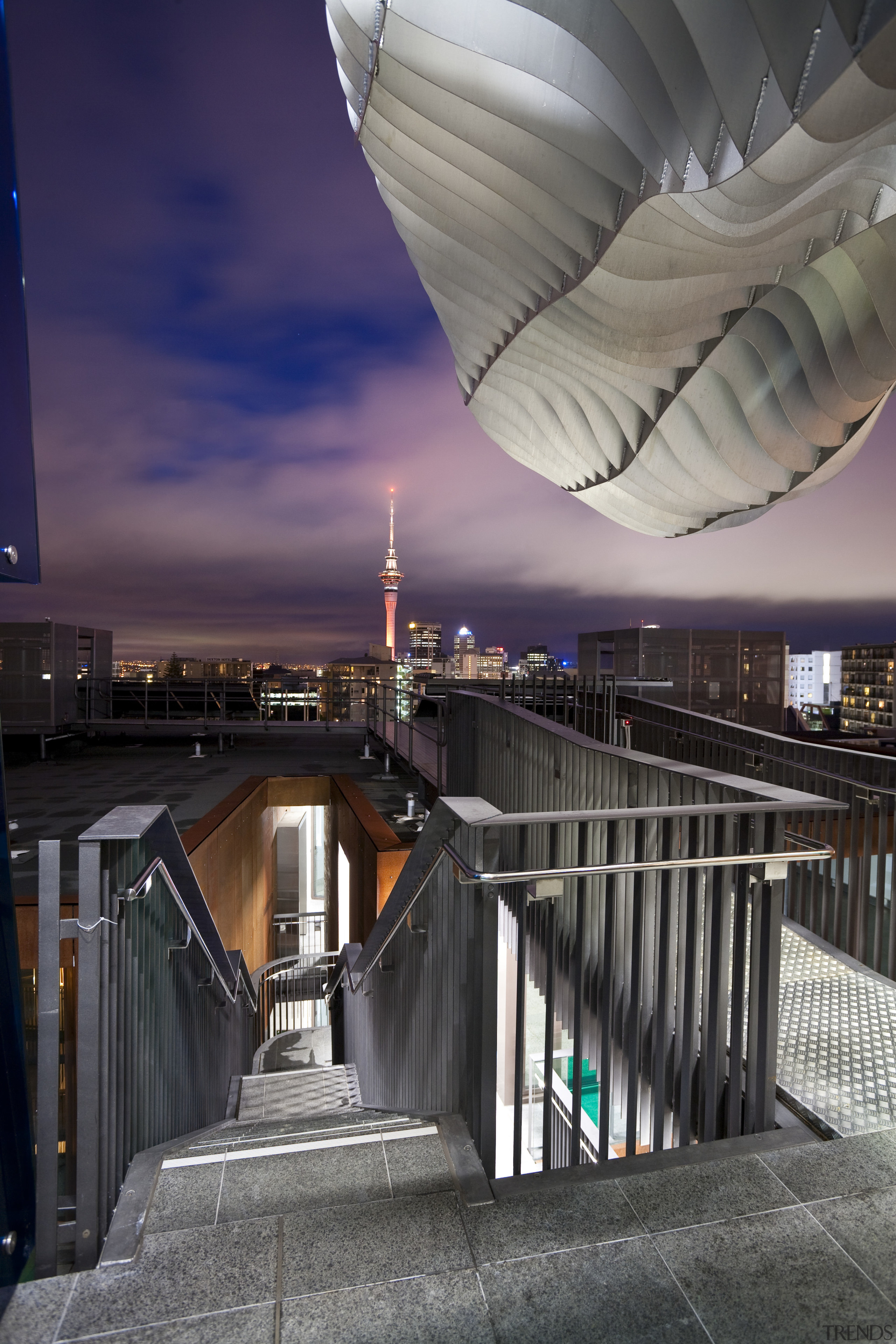 View of a lookout at the Ironbank building architecture, bridge, building, city, fixed link, lighting, metropolis, metropolitan area, reflection, sky, structure, urban area, water, gray, black