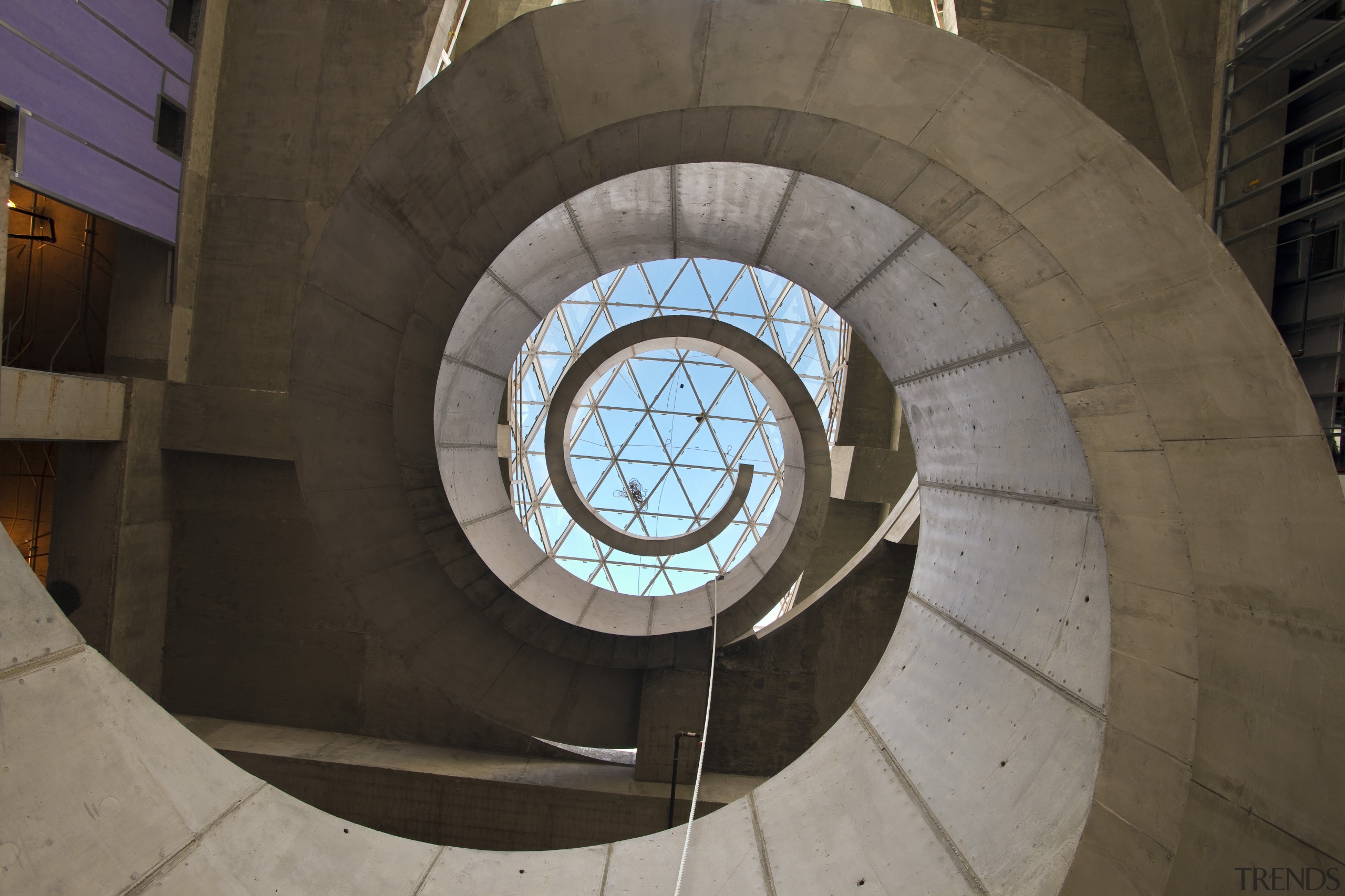 View of new art museum designed to house arch, architecture, clock, daylighting, black, gray