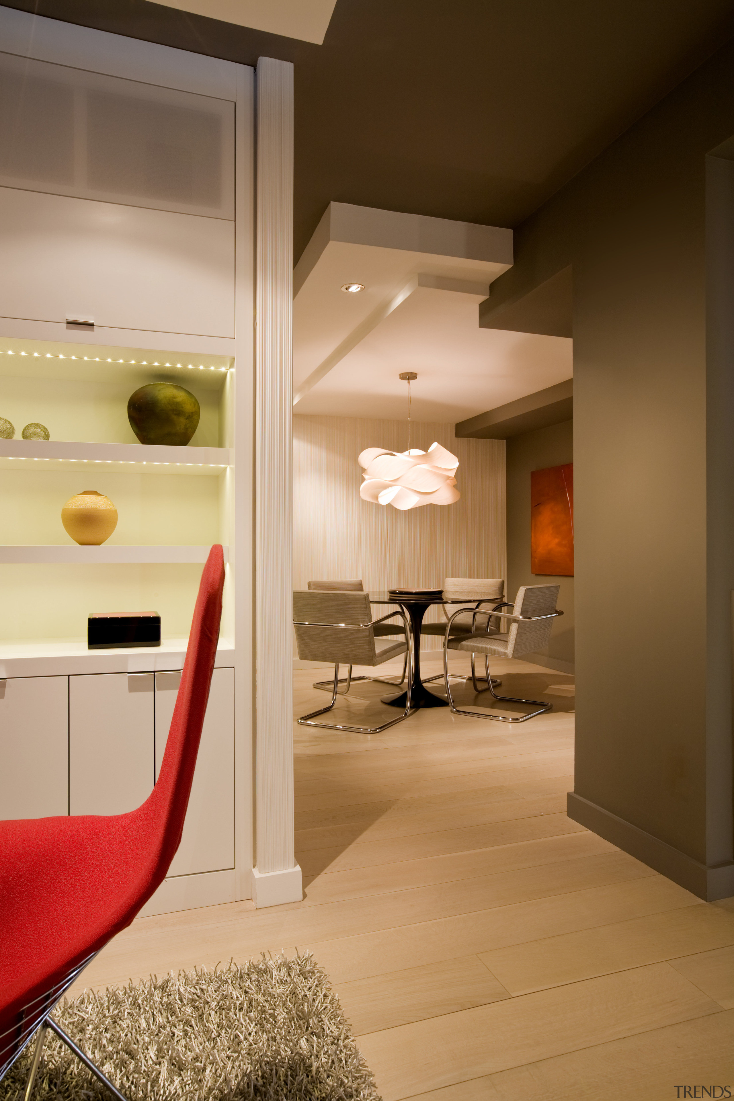 This home was remodeled by Forma Inc. A apartment, architecture, ceiling, floor, flooring, home, house, interior design, living room, lobby, room, wall, orange, brown