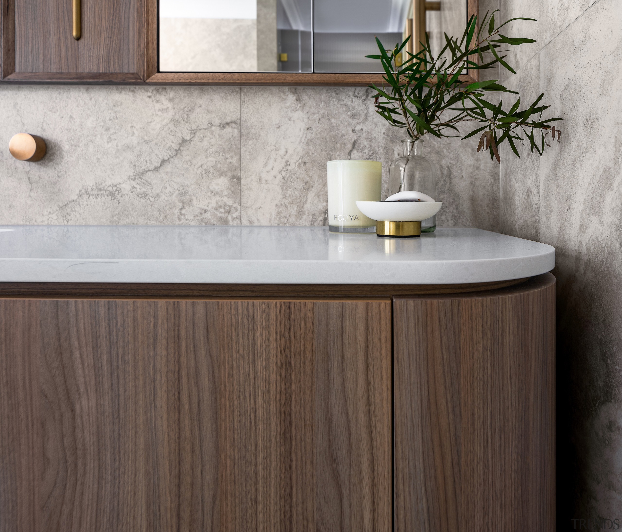 The custom vanity is the centrepiece – based 