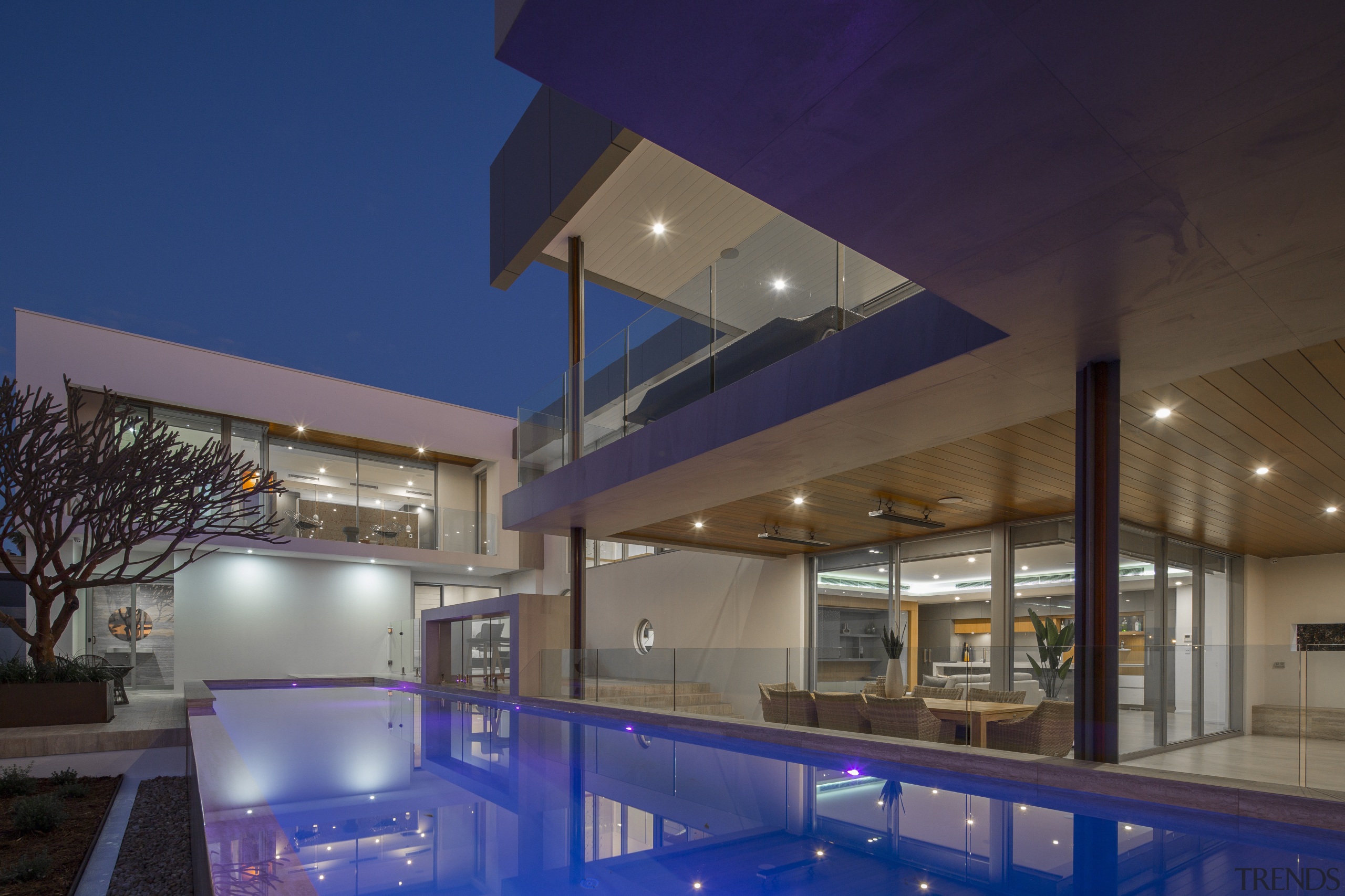 No two angles look the same in this apartment, architecture, ceiling, daylighting, estate, home, house, interior design, leisure centre, lighting, property, real estate, swimming pool, blue