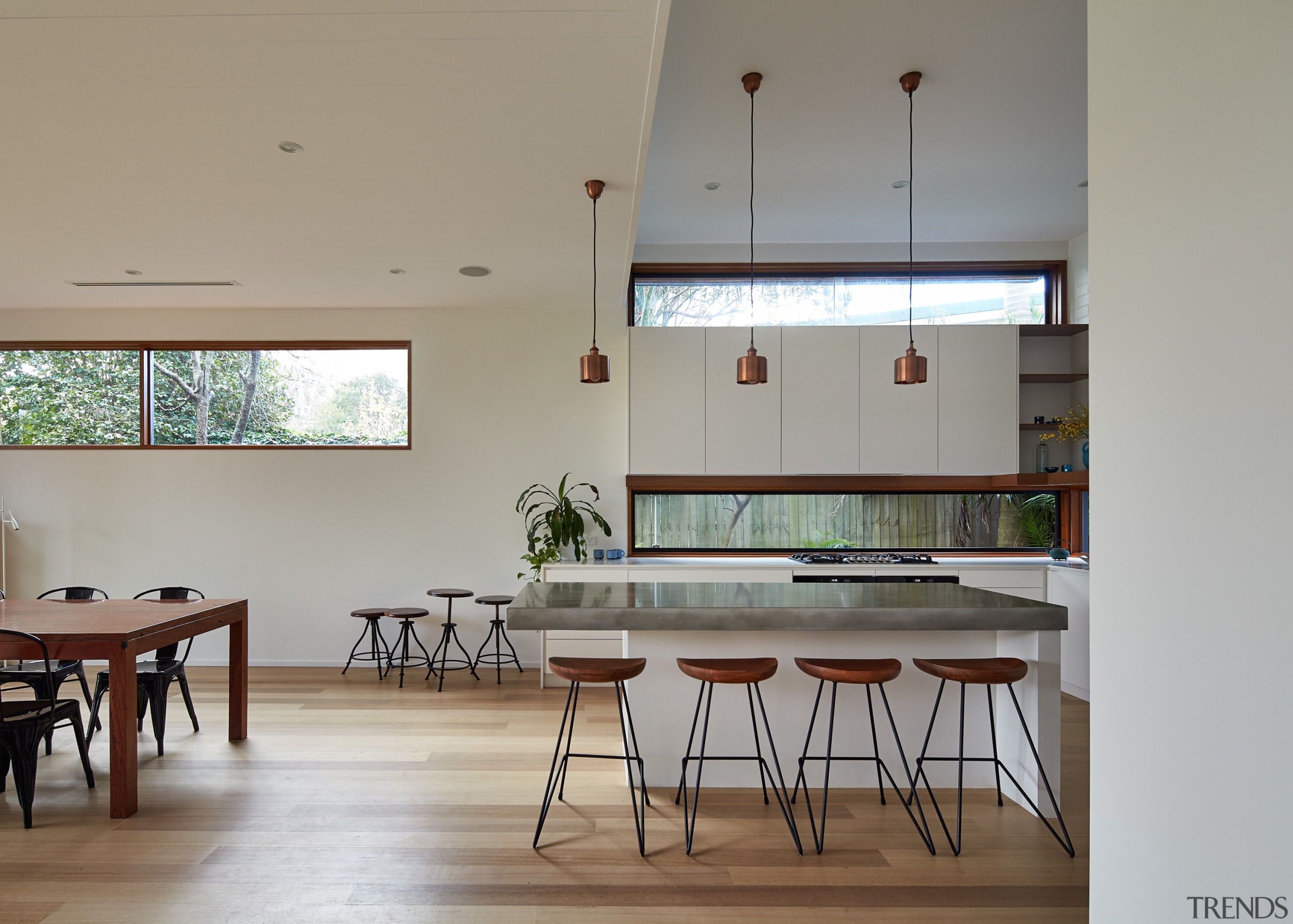 01 Step Down House - architecture | ceiling architecture, ceiling, classroom, daylighting, furniture, house, interior design, room, table, gray