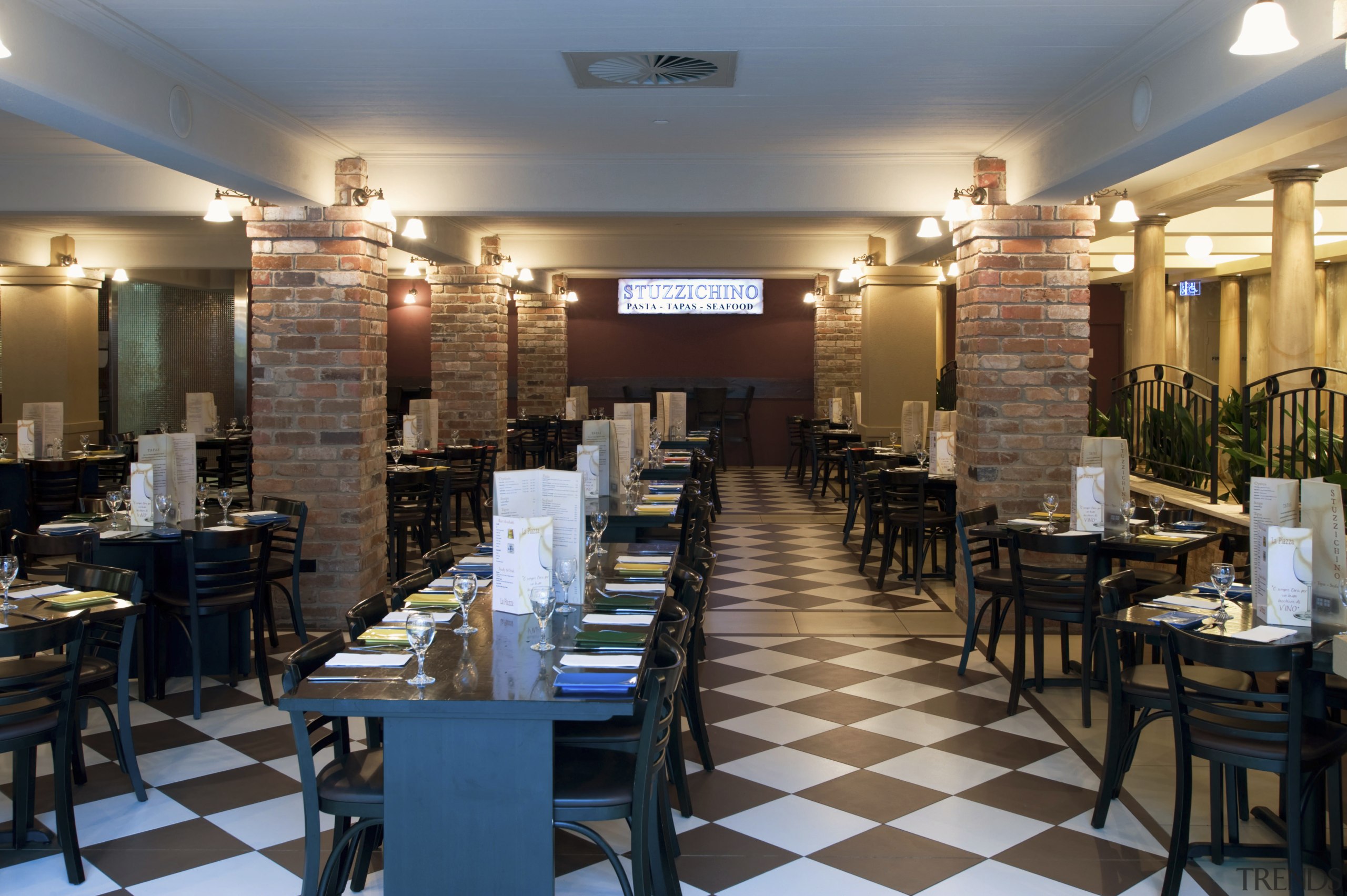 View of a restaurant which was designed and café, function hall, interior design, restaurant, black