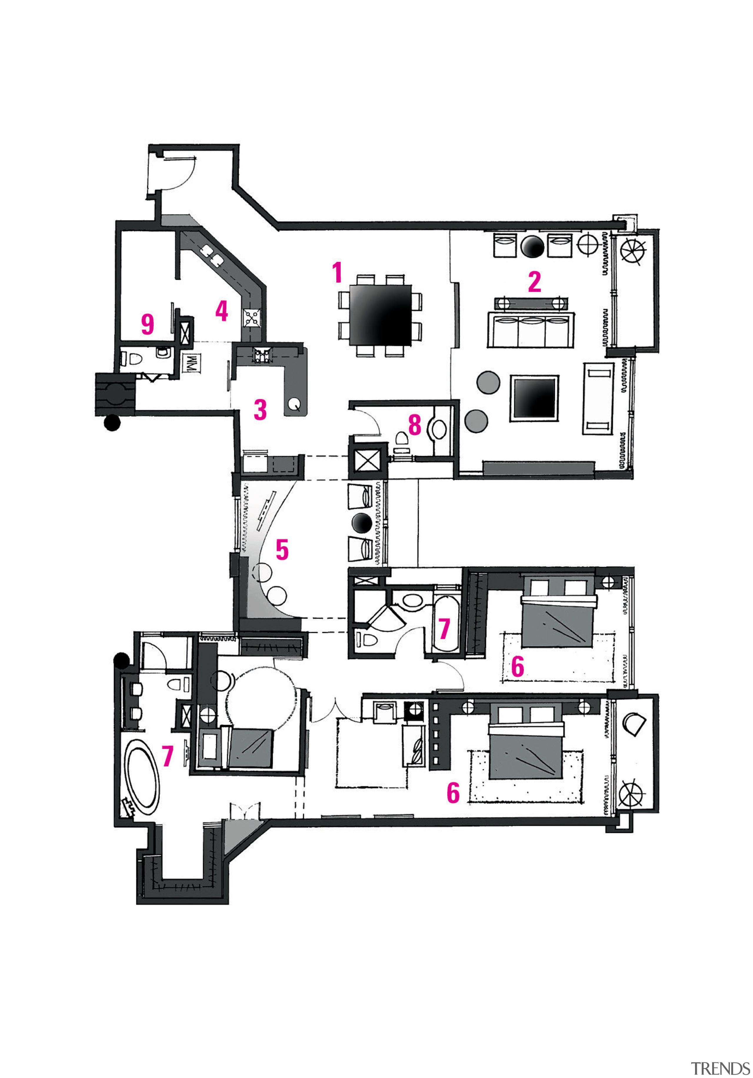 A plan of the apartment after it was area, design, floor plan, line, plan, product design, white