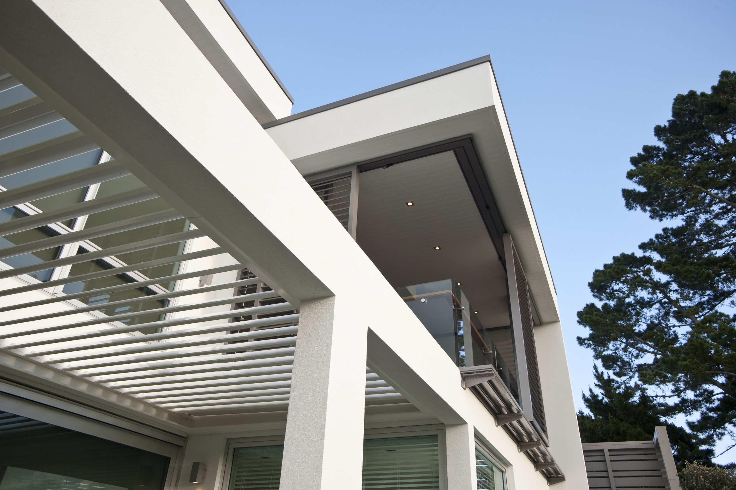 Exterior View of Oak Manor.Motorized opening roof made architecture, building, daylighting, facade, home, house, real estate, residential area, roof, siding, structure, window, black