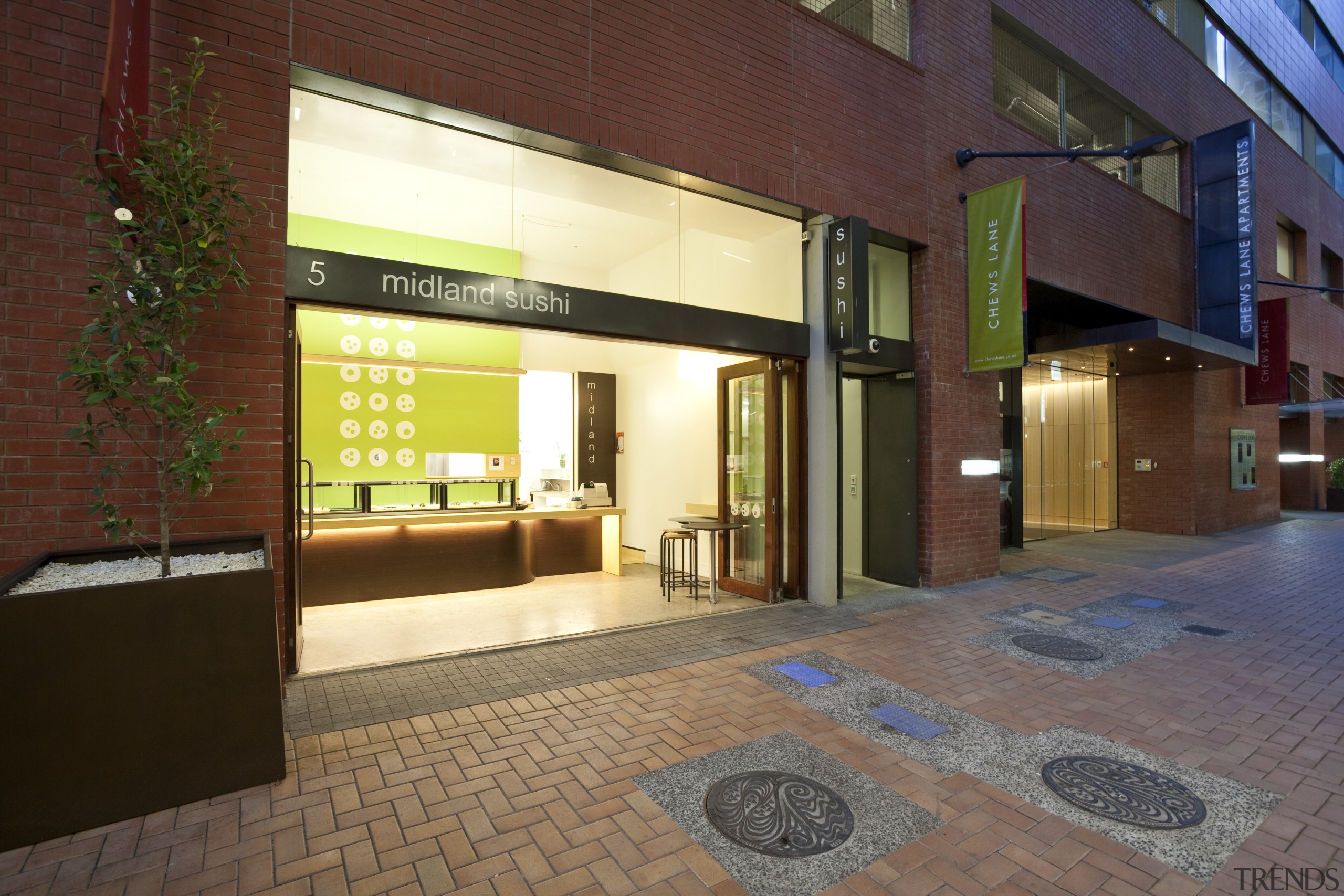 external shop view of chews lane development. By building, facade, lobby, real estate, brown