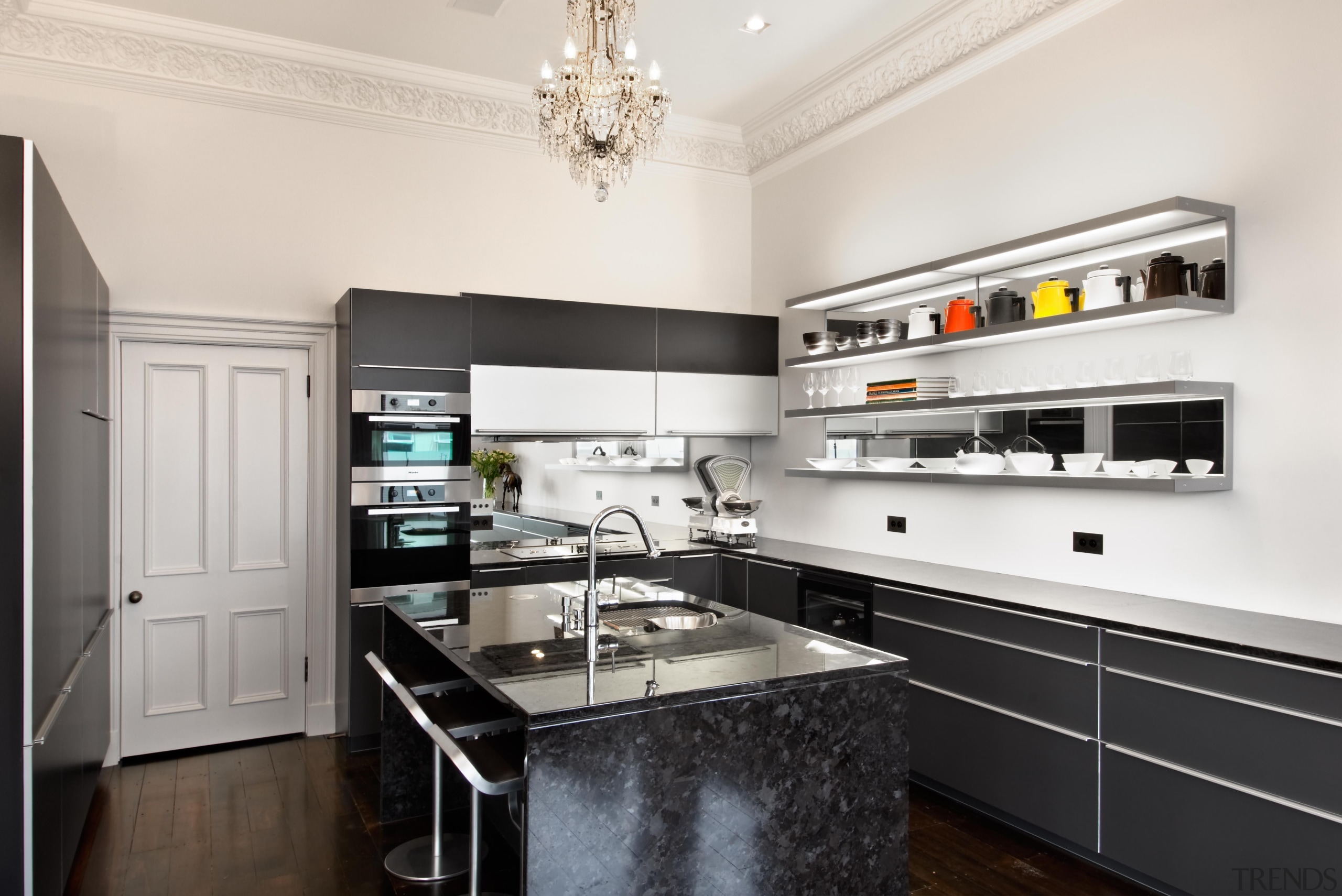 New Zealand Renovation Kitchen Designer of the Year cabinetry, countertop, cuisine classique, home appliance, interior design, kitchen, real estate, room, white, black