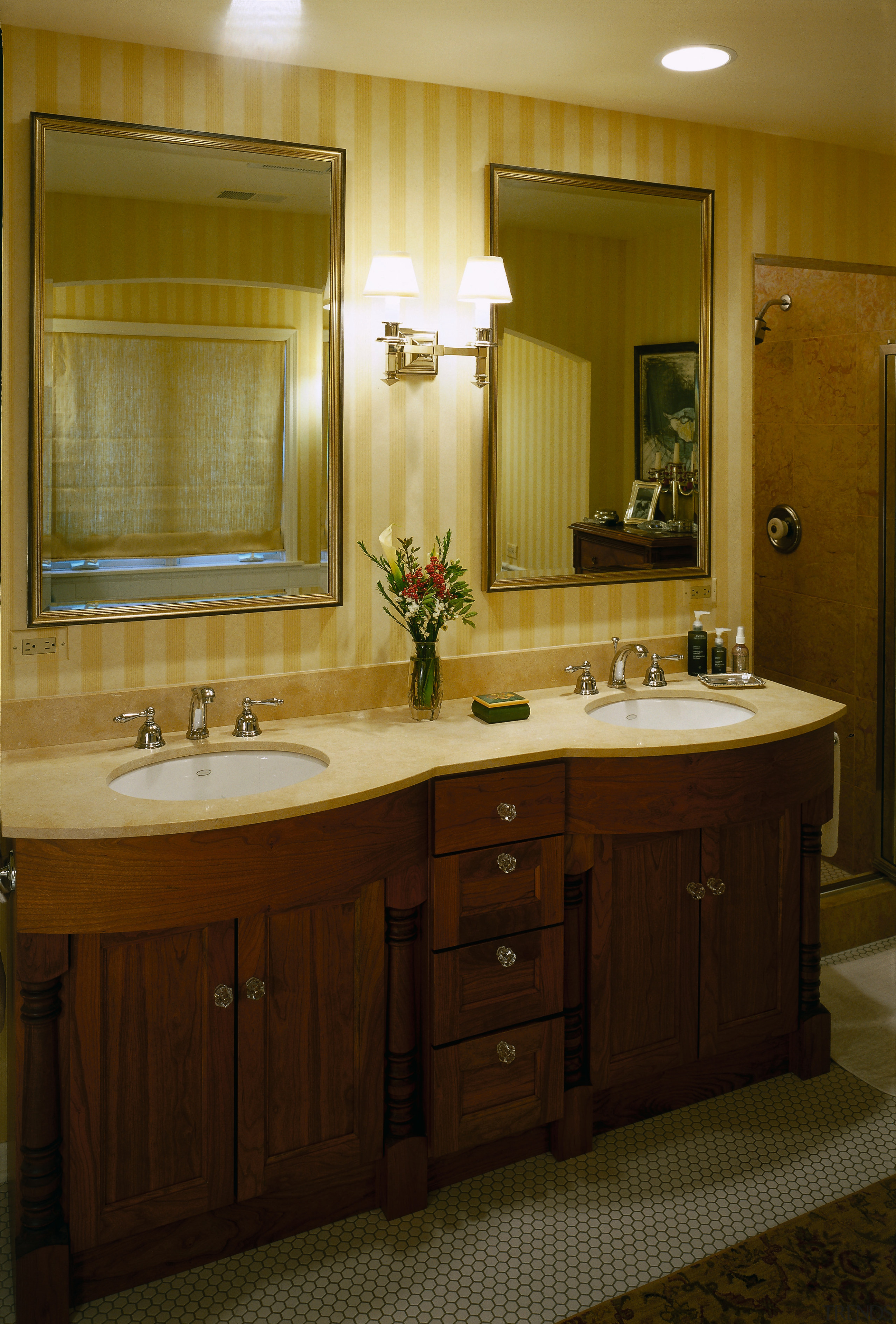 View of the basin within the bathroom - bathroom, bathroom accessory, bathroom cabinet, cabinetry, countertop, home, interior design, room, sink, brown