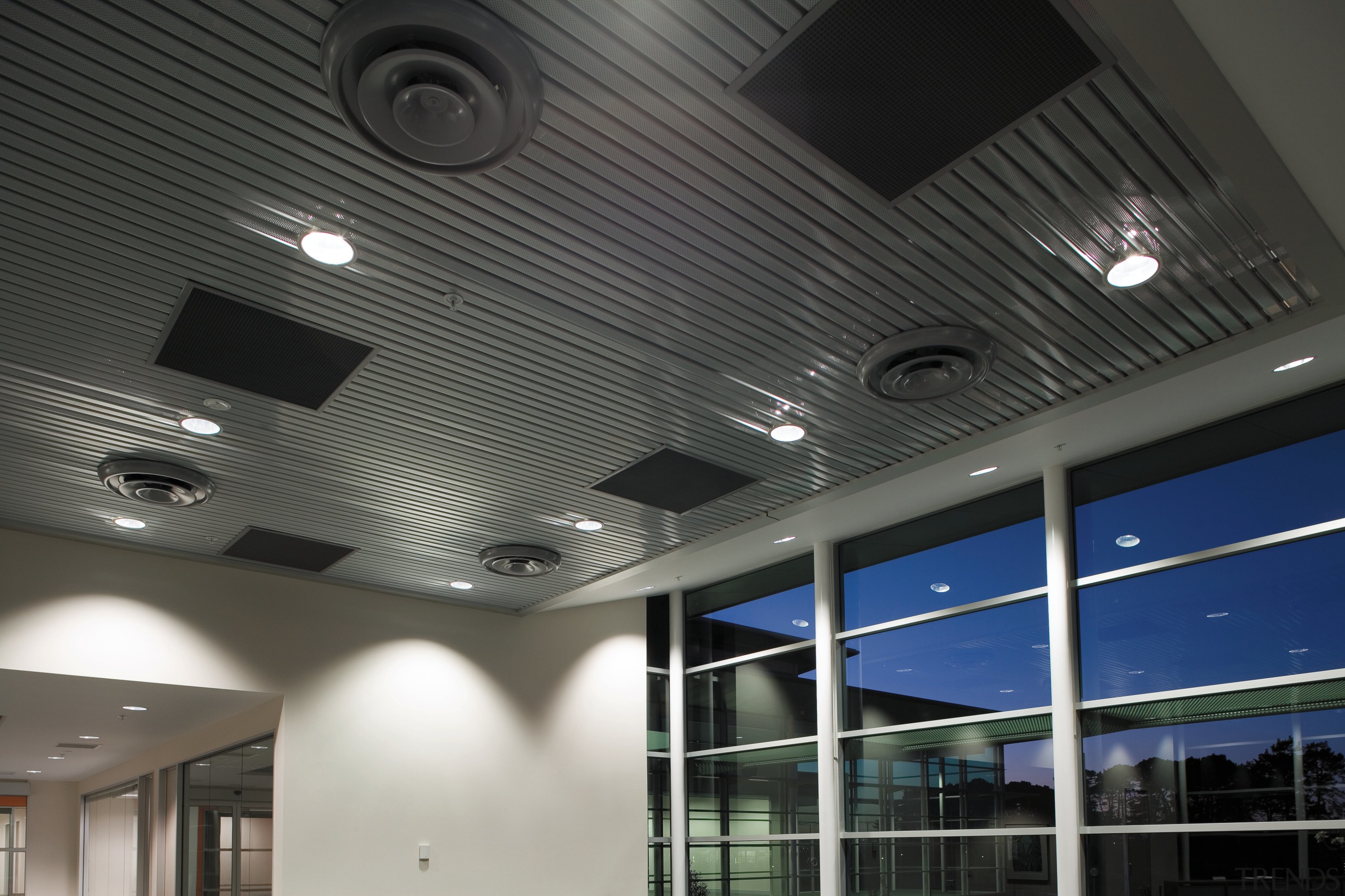 A view of the air conditioning system. - architecture, ceiling, daylighting, daytime, lighting, black, gray