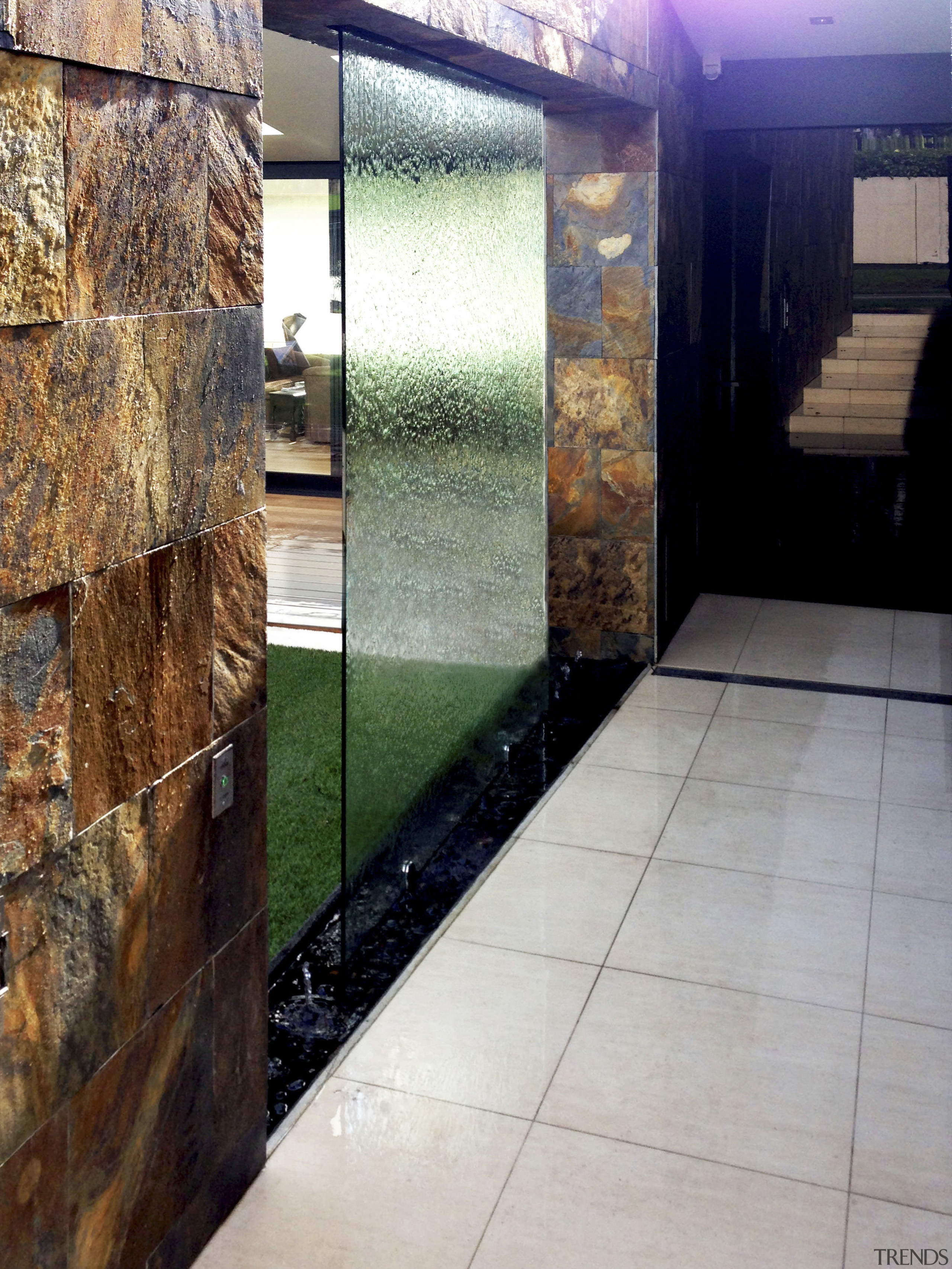 Waterworks now creates water features in-house - Waterworks architecture, floor, flooring, glass, property, tile, wall, gray