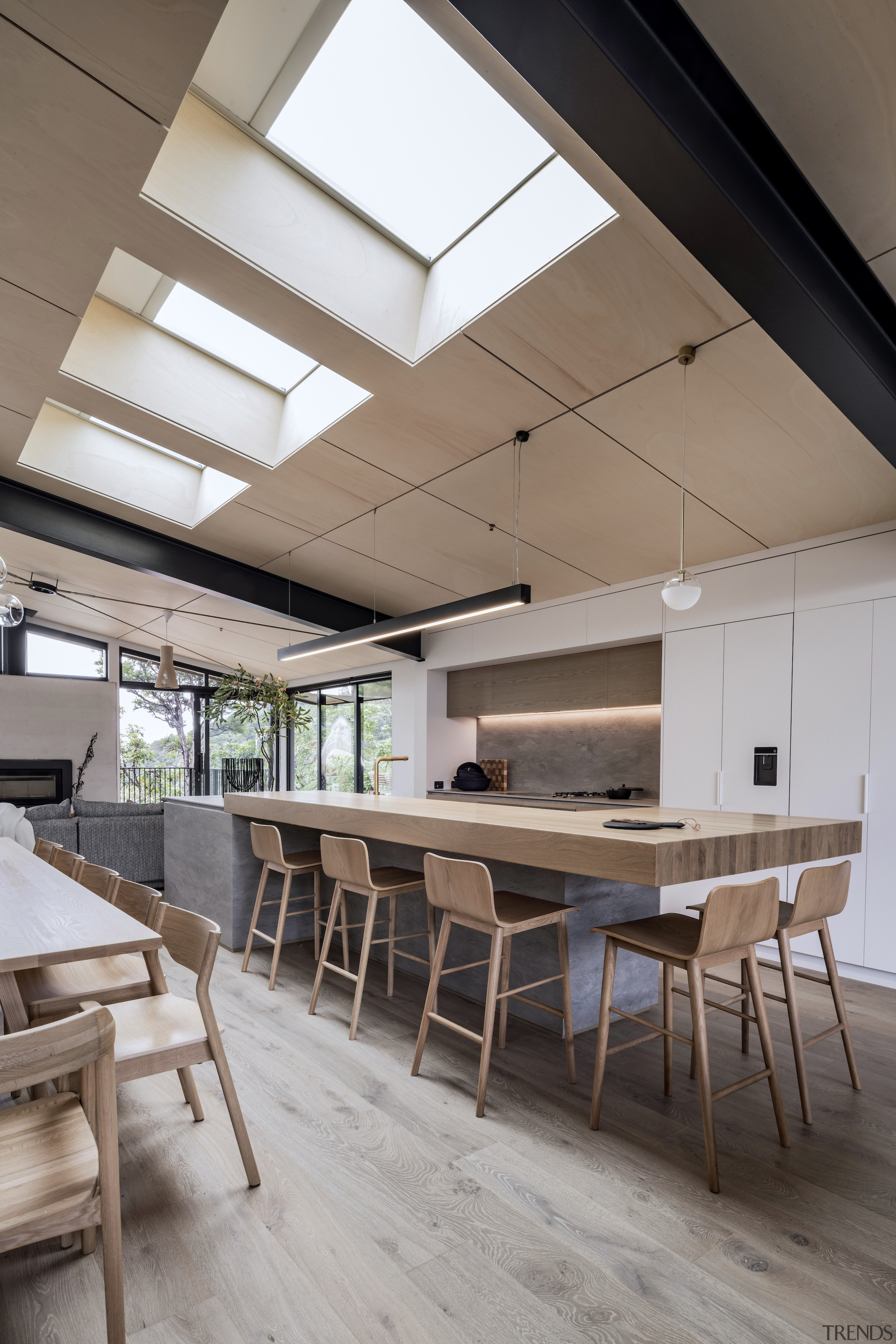 The kitchen is bathed in natural light thanks 