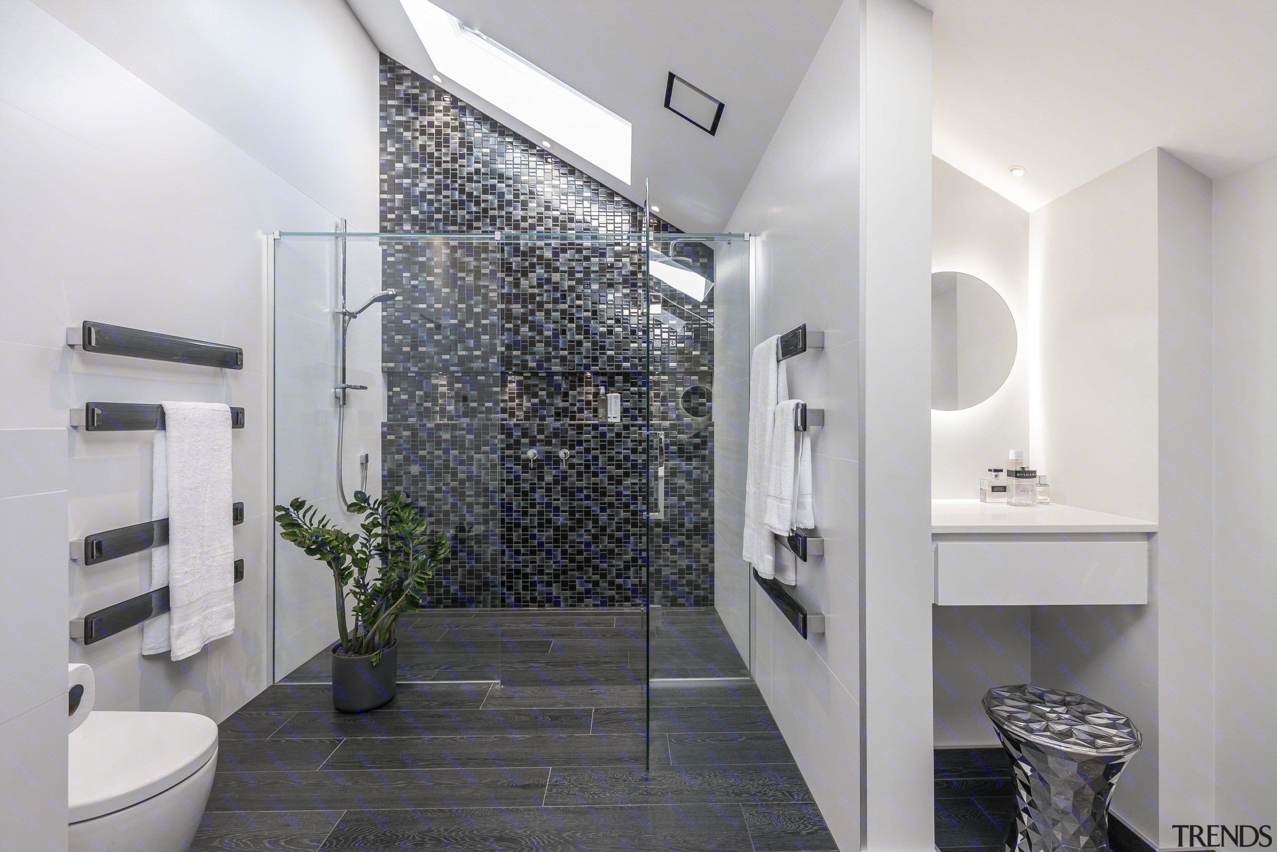 See the bathroom architecture, bathroom, floor, home, interior design, property, real estate, room, tile, wall, gray, white