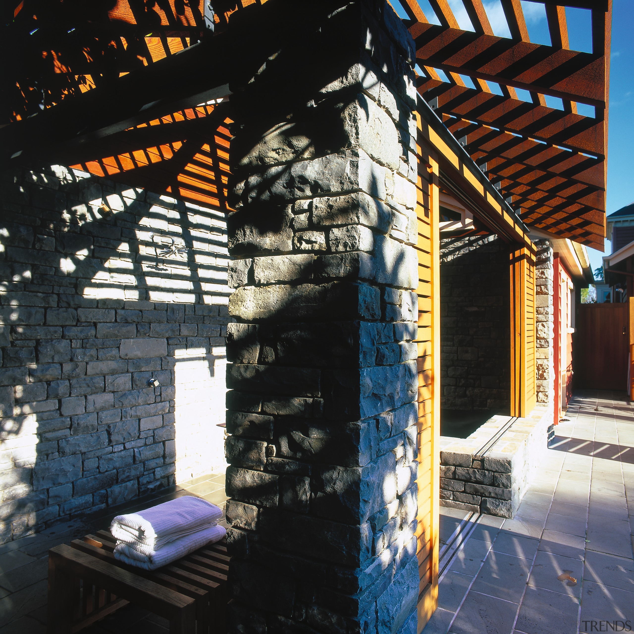 View of the outdoor living area - View architecture, structure, black