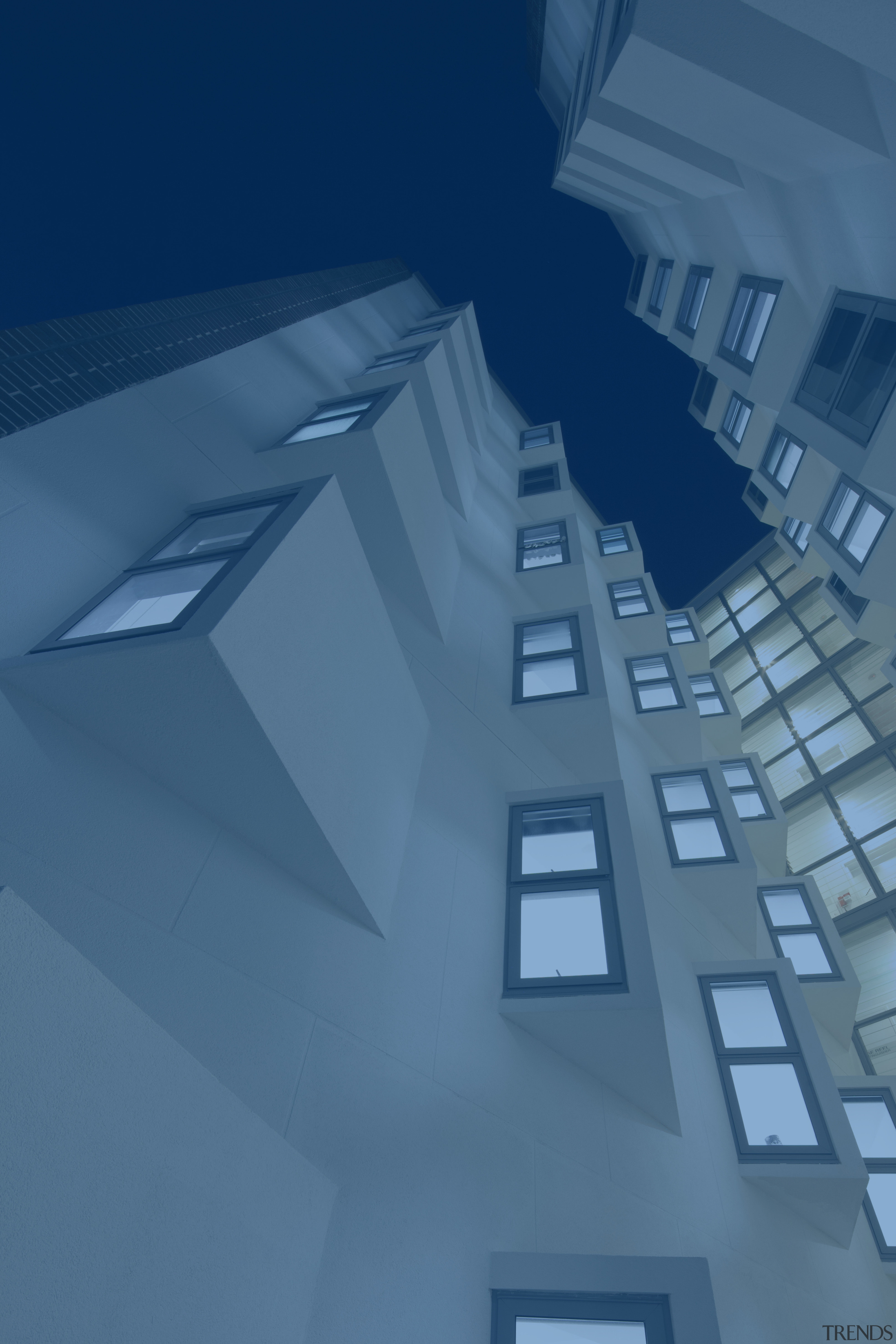 View of the Boston University student accommodation in angle, architecture, azure, blue, computer wallpaper, daylighting, font, line, product design, sky, structure, symmetry, technology, teal, blue