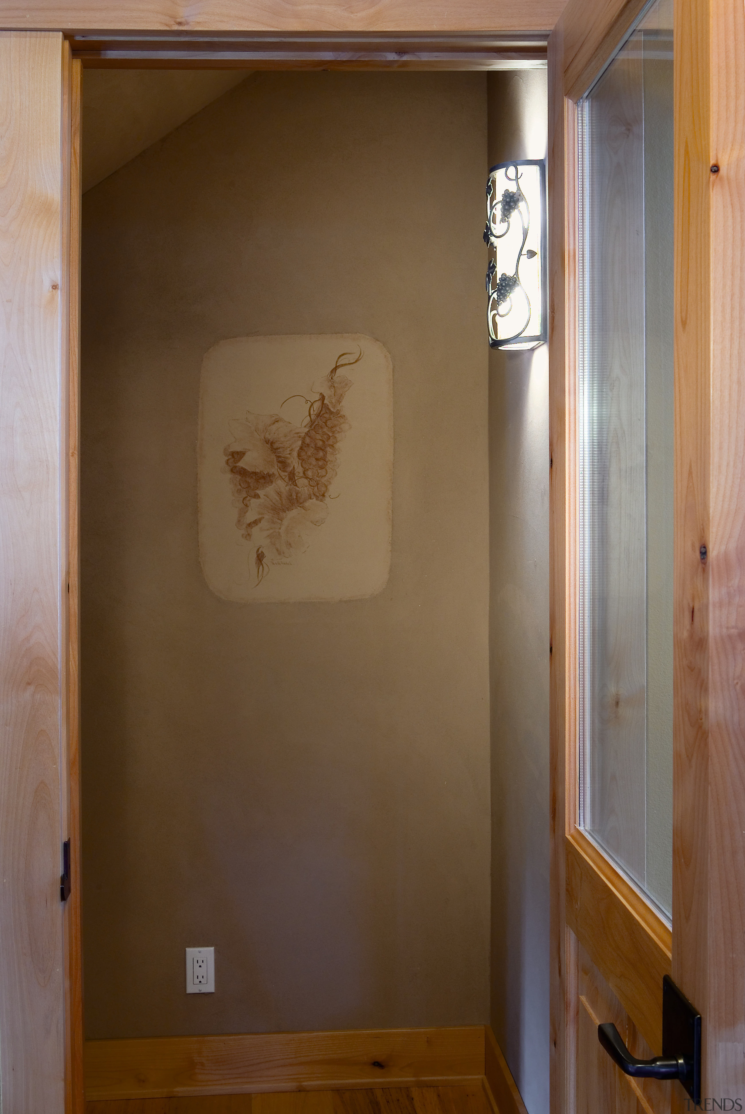 A view of these living areas in this door, house, interior design, paint, plaster, room, wall, wood, wood stain, brown