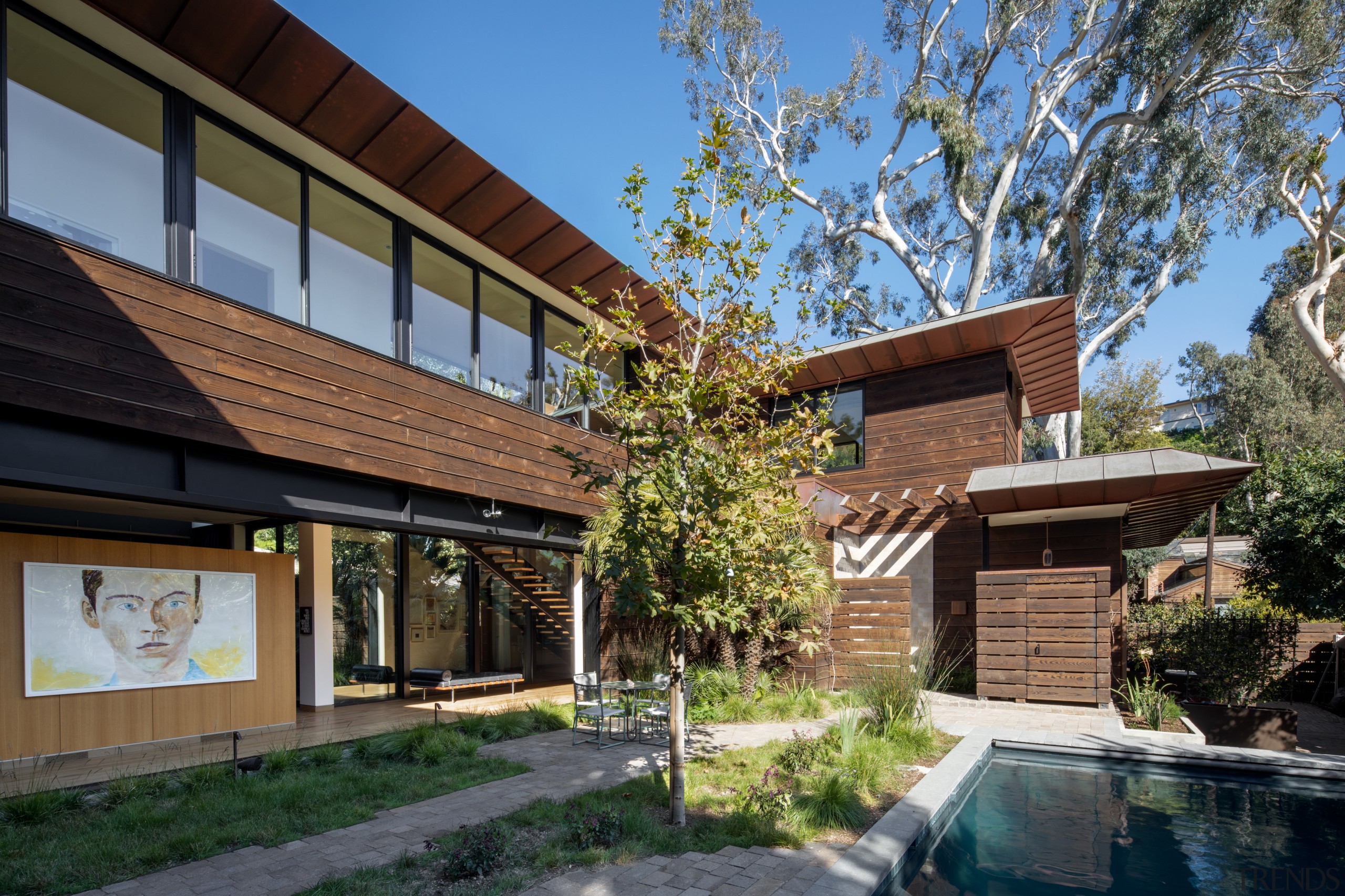 This exterior vantage point highlights the view through 