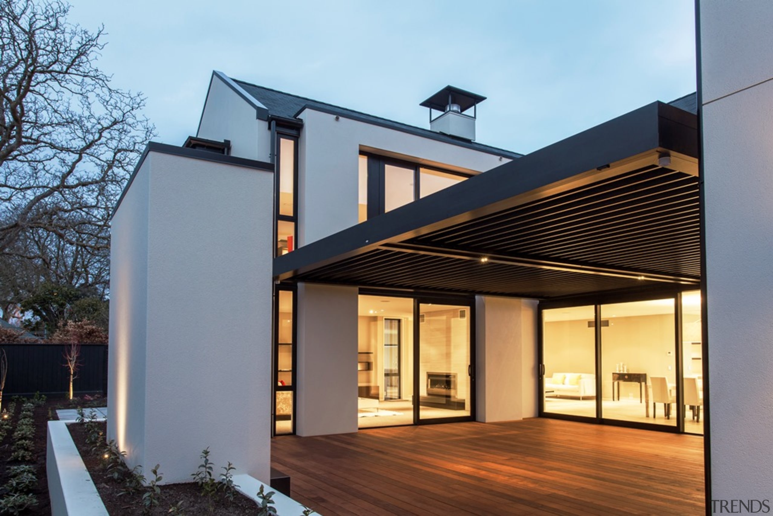 78580_louvretec-new-zealand-ltd_1557360506 - architecture | building | courtyard | architecture, building, courtyard, design, door, estate, facade, home, house, interior design, lighting, property, real estate, residential area, roof, room, siding, sky, wall, window, wood, teal