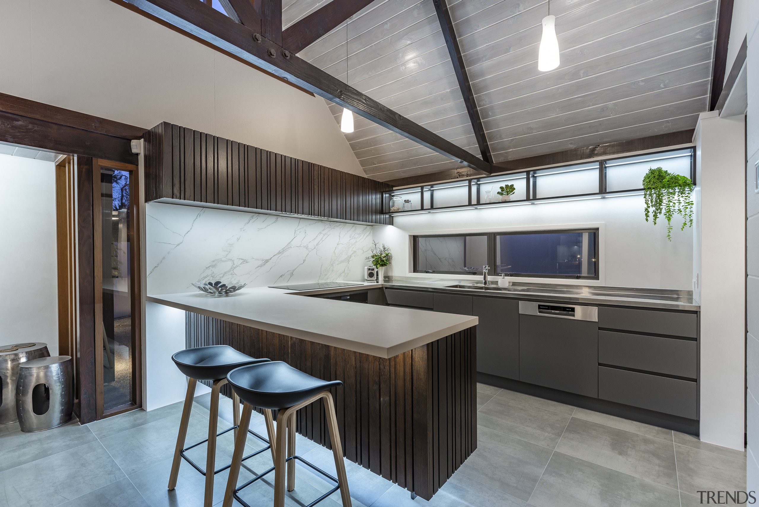 A mixed earthy palette of materials was introduced 