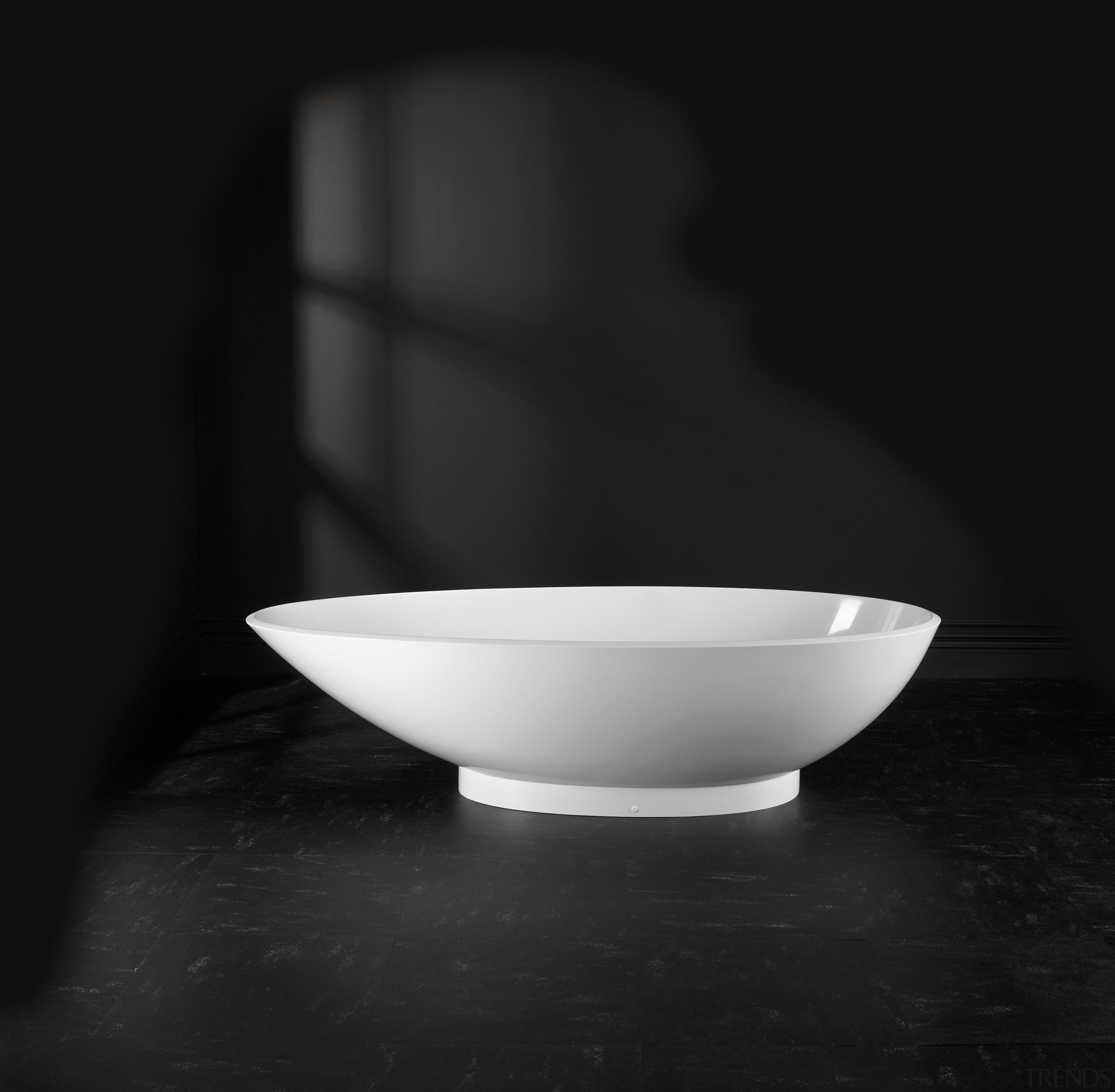 Image of a freestanding bathtub available from 7 black and white, bowl, monochrome, monochrome photography, product design, still life photography, tableware, tap, black