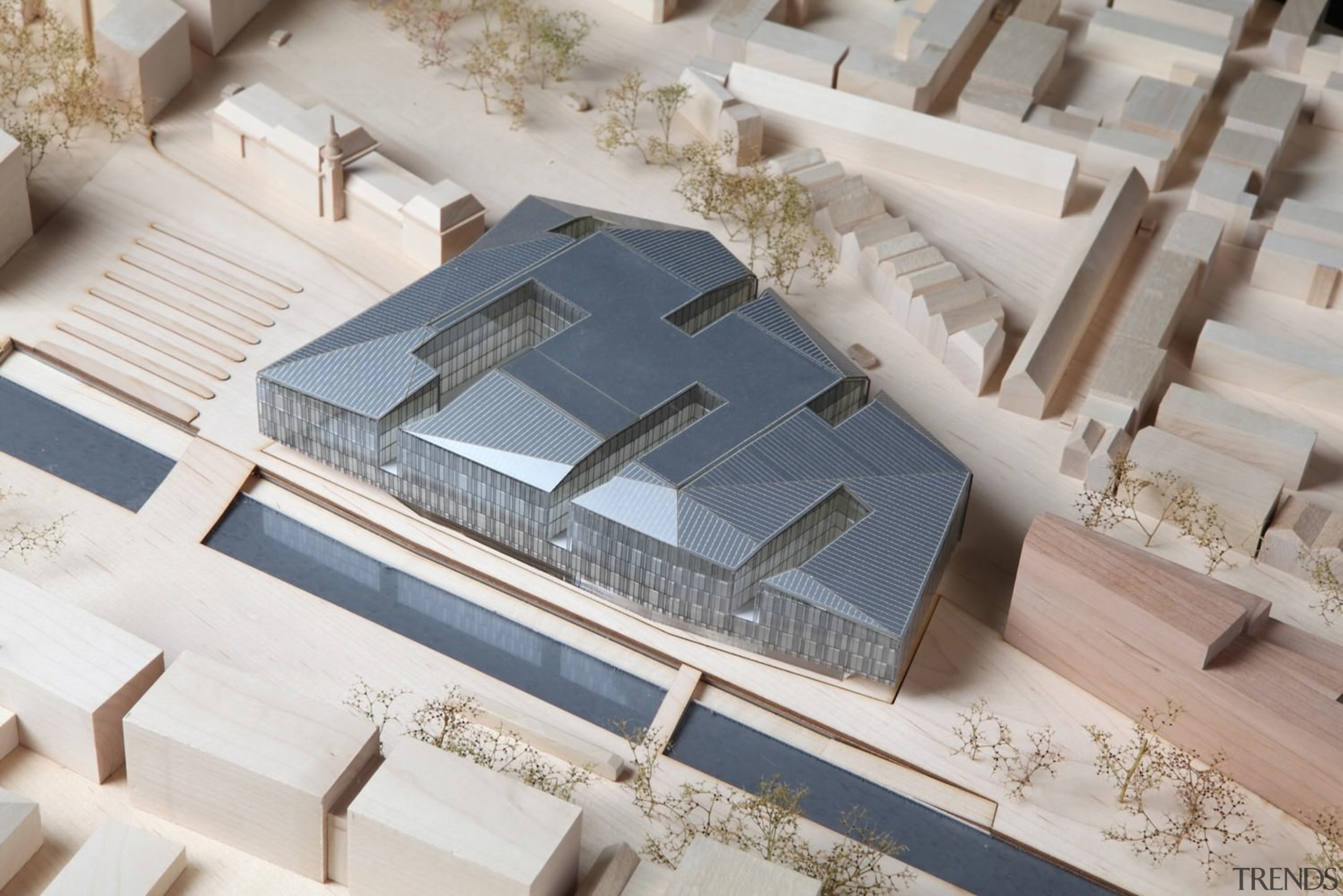 Municipal Offices and Train Station, Delft - Municipal architecture, product design, scale model, gray