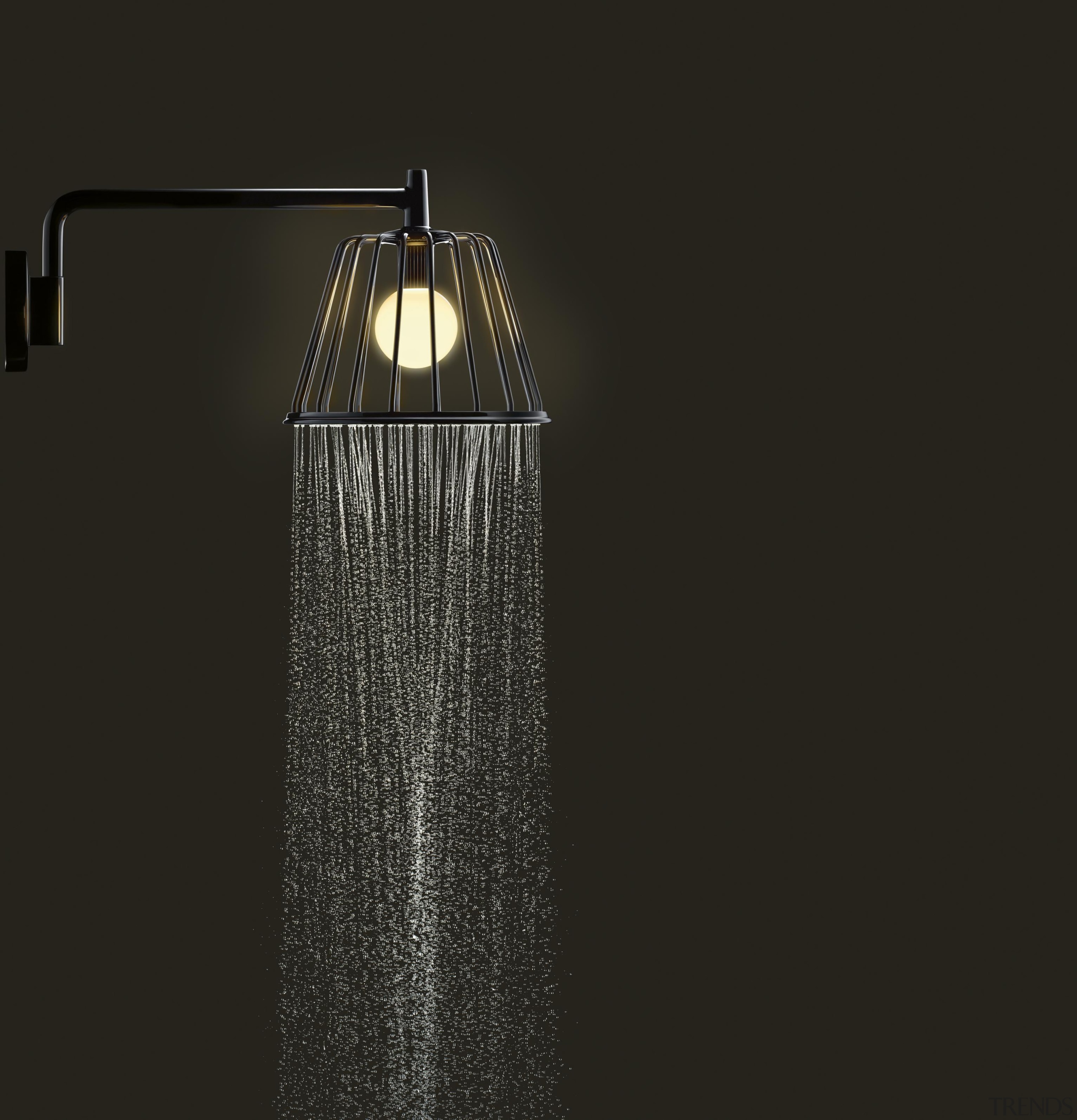 Axor Lampshower by Nendo for Hansgrohe,Wall chrome shower light fixture, lighting, product design, black