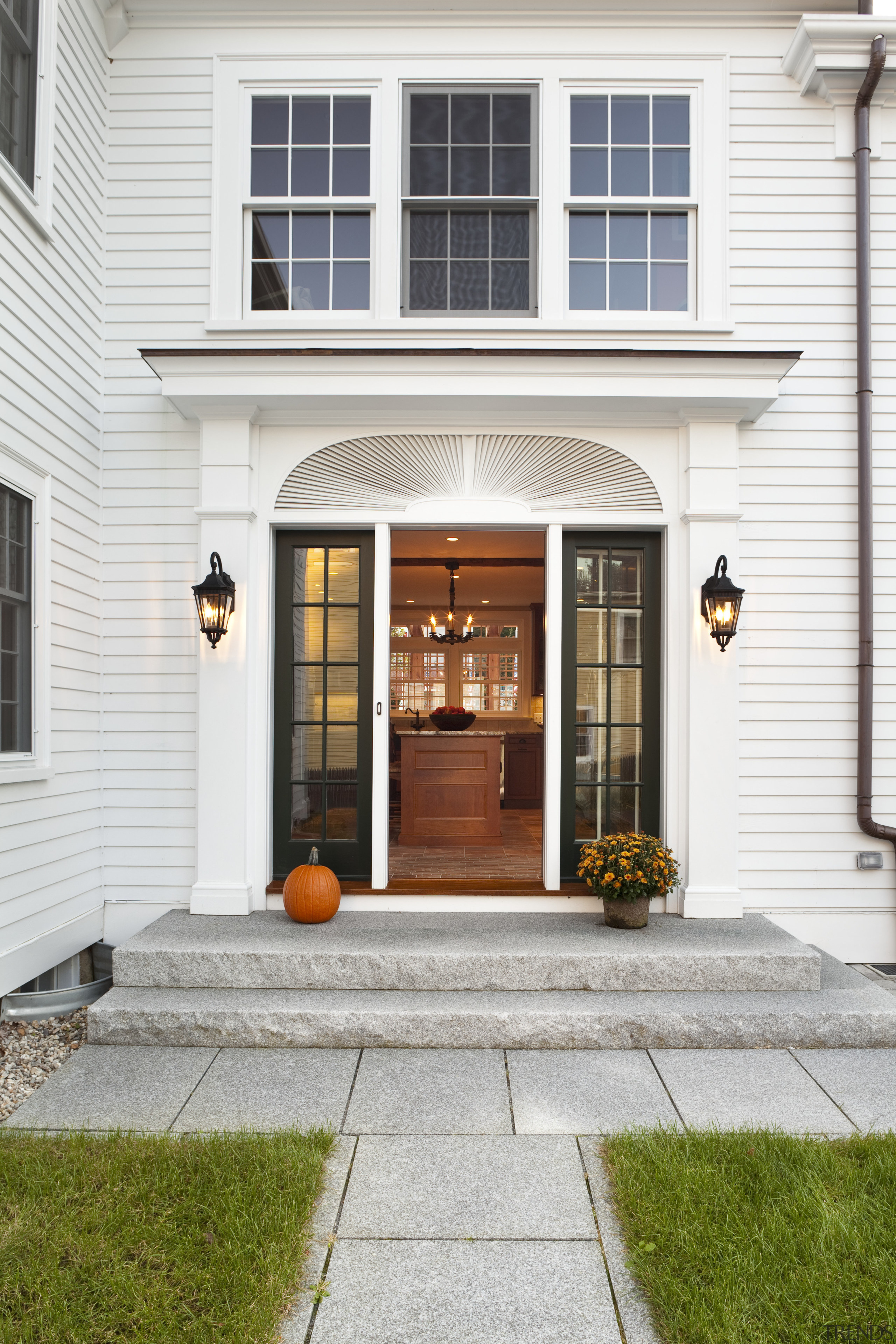 White House View - Traditional Kitchen - White door, facade, home, house, porch, real estate, siding, window, white