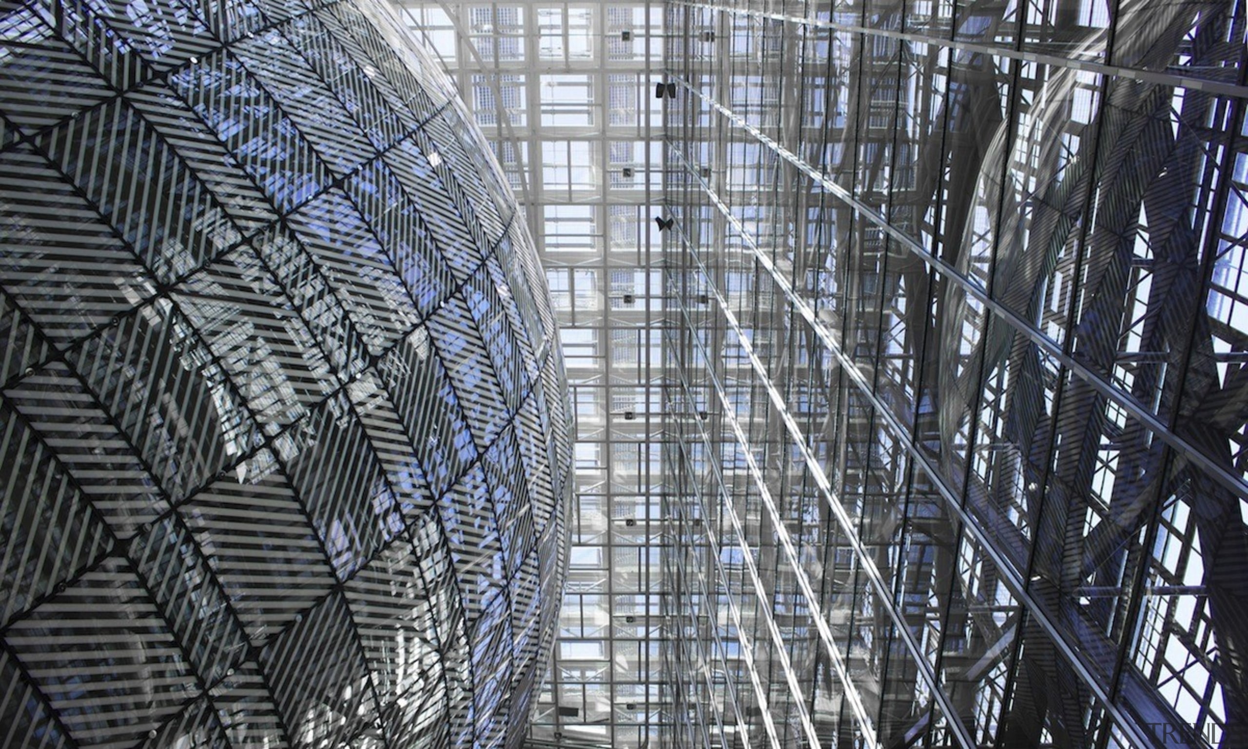 This new headquarters for the European Union Council architecture, building, daytime, facade, landmark, line, metal, metropolis, metropolitan area, pattern, scaffolding, skyscraper, structure, tower block, urban area, gray, black