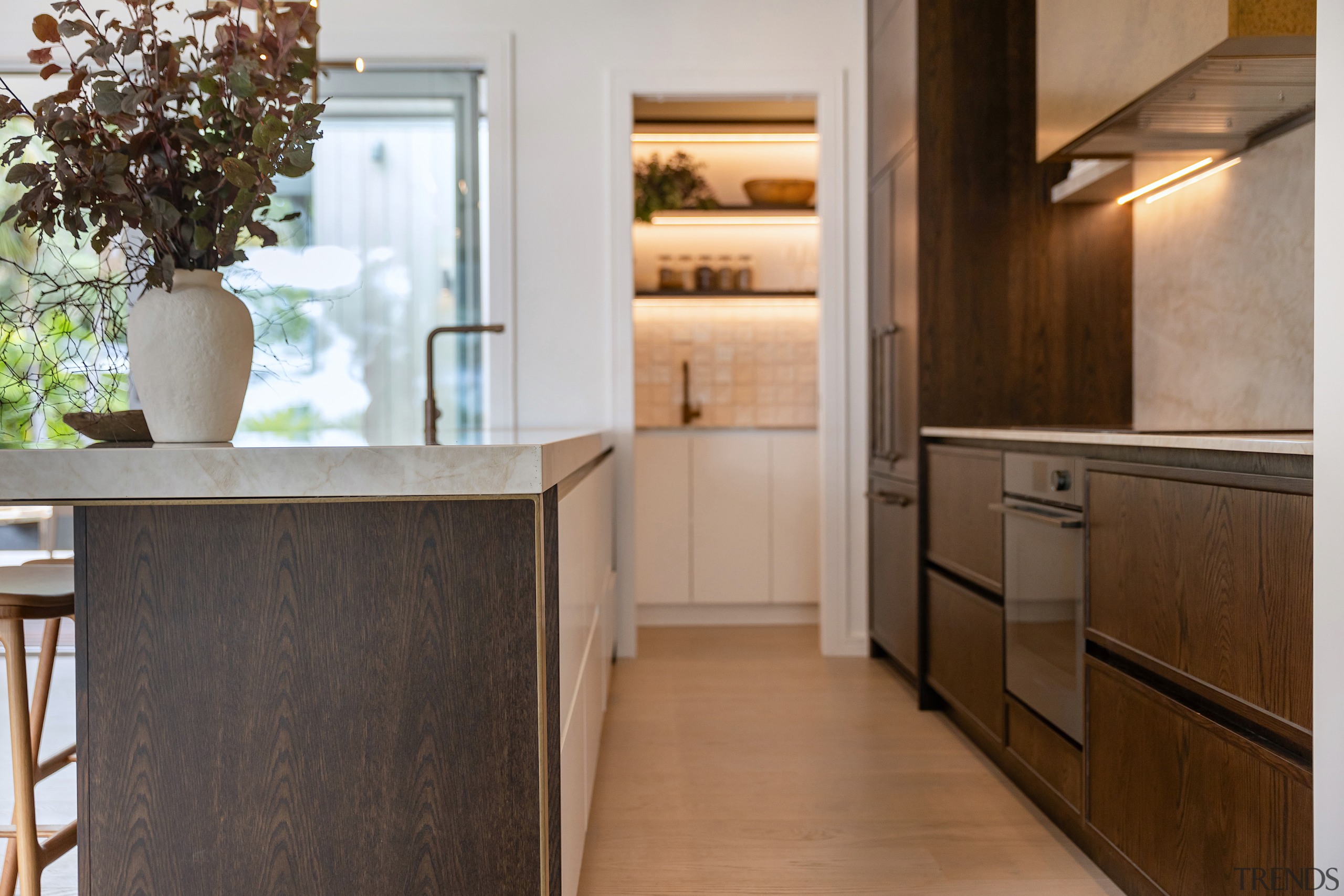 Even the open shelving in the scullery is 